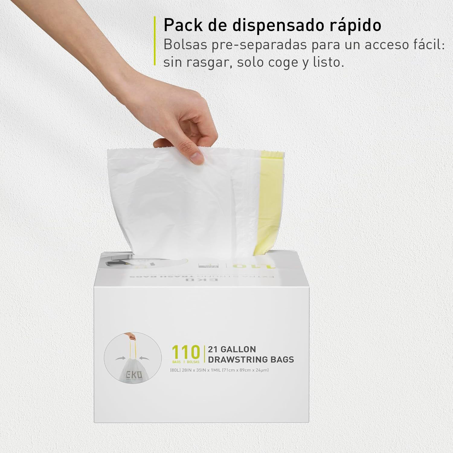 Bolsas Bote De Basura 50-90 Litros Tamaño G. 110 Bolsas EKO