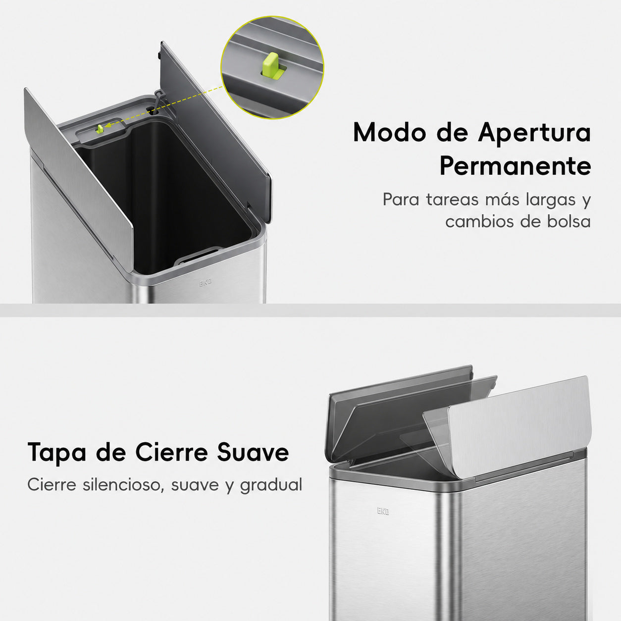 EKO - X-Wing - Cubo Pedal 50 L Acero Inoxidable Cocina
