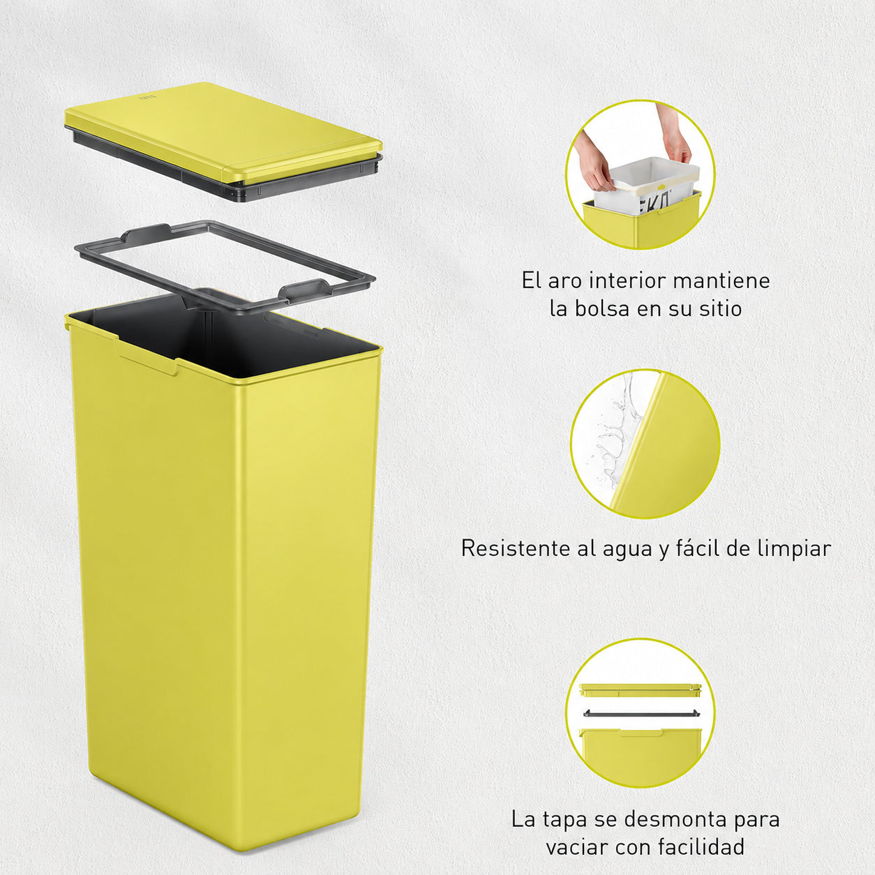 EKO - Bote de Basura EKO Morandi con Apertura Táctil 40L Verde Lima
