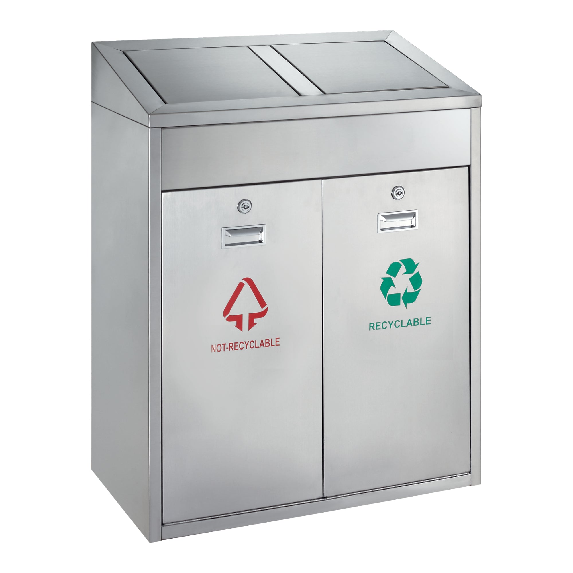 Bote de Basura Comercial Reciclaje Exterior 110L. 2 Compartimentos de 55 L