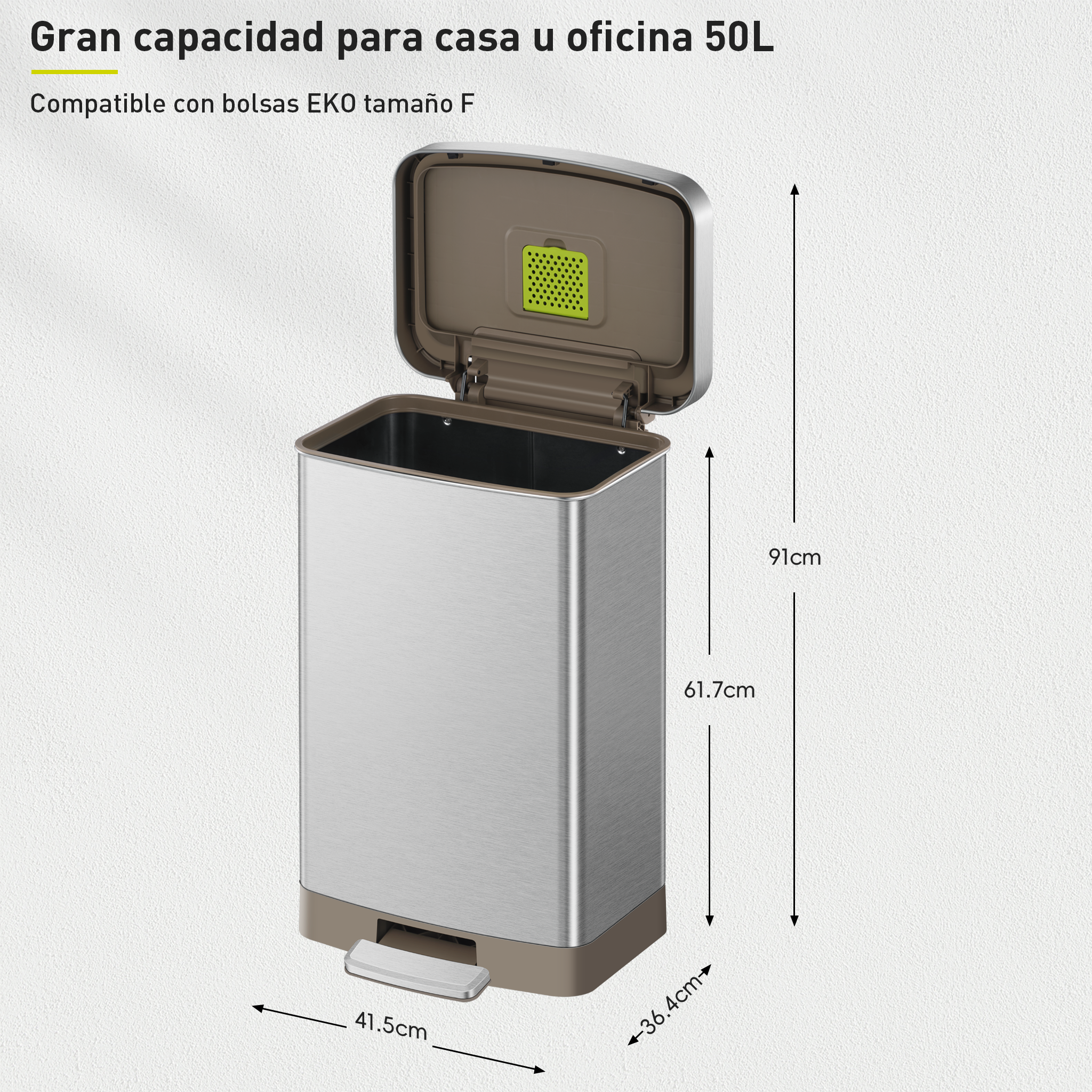 Bote de Basura con pedal Deluxe 50L EKO Hudson