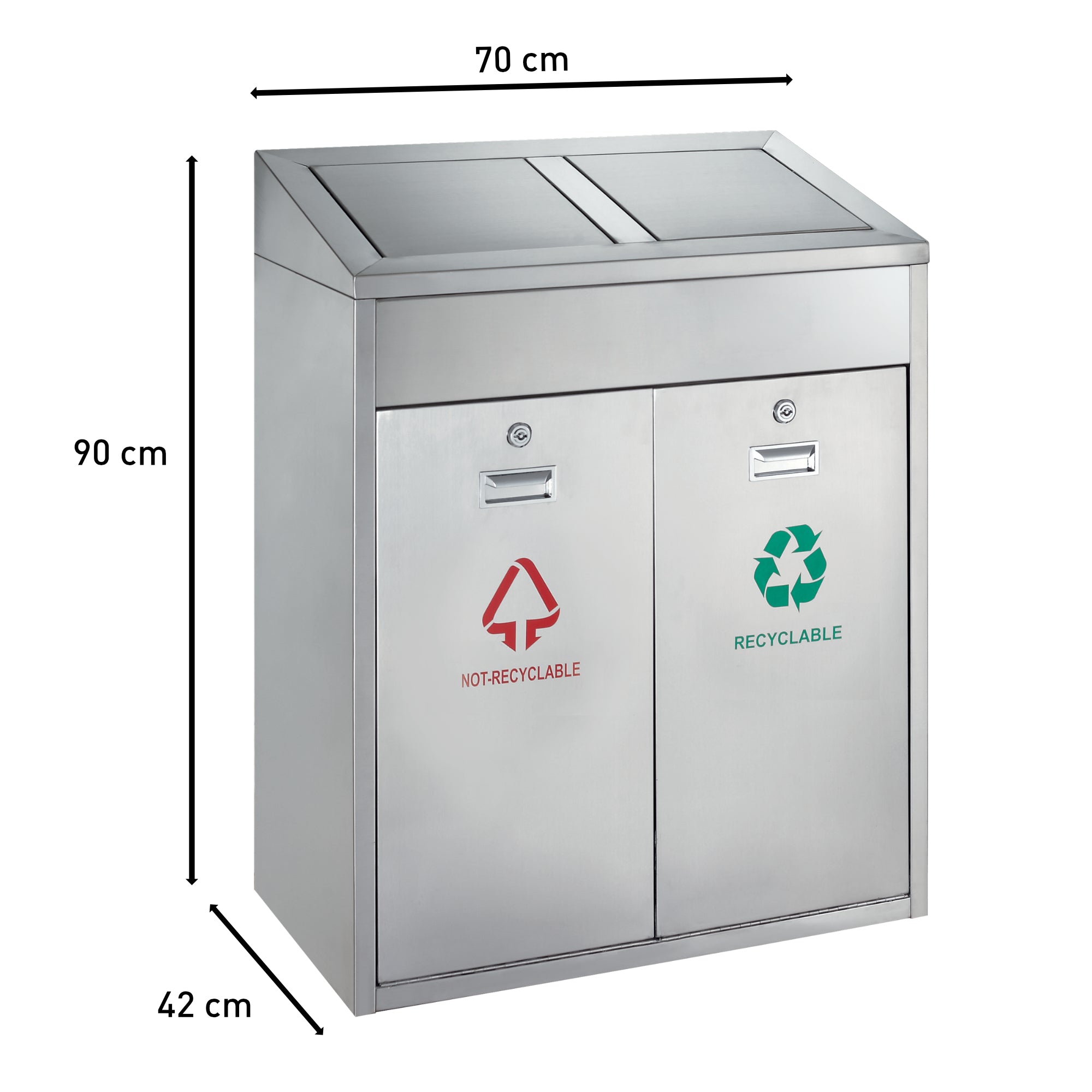 Bote de Basura Comercial Reciclaje Exterior 110L. 2 Compartimentos de 55 L
