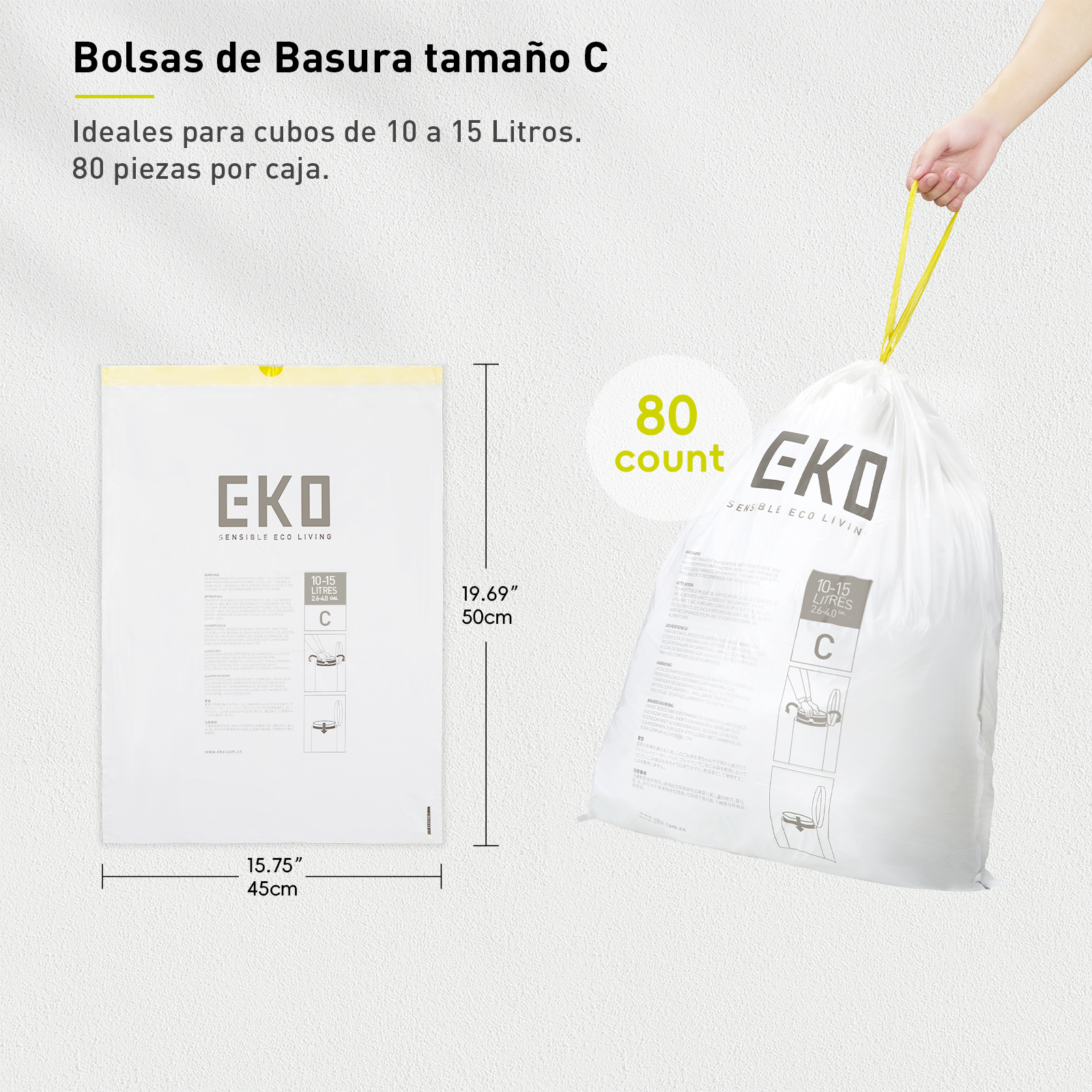 Bolsas Bote De Basura 10-15 Litros Tamaño C. 80 Bolsas EKO
