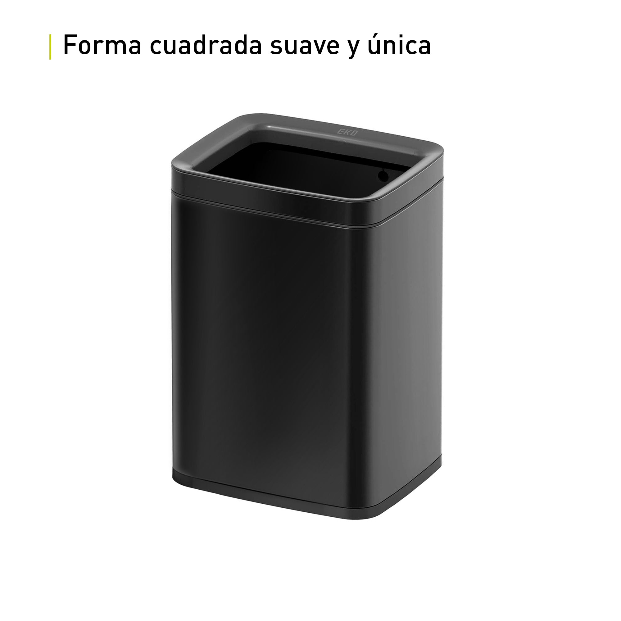 Bote de Basura para Oficina Laguna 8L Negro Tapa Abierta.