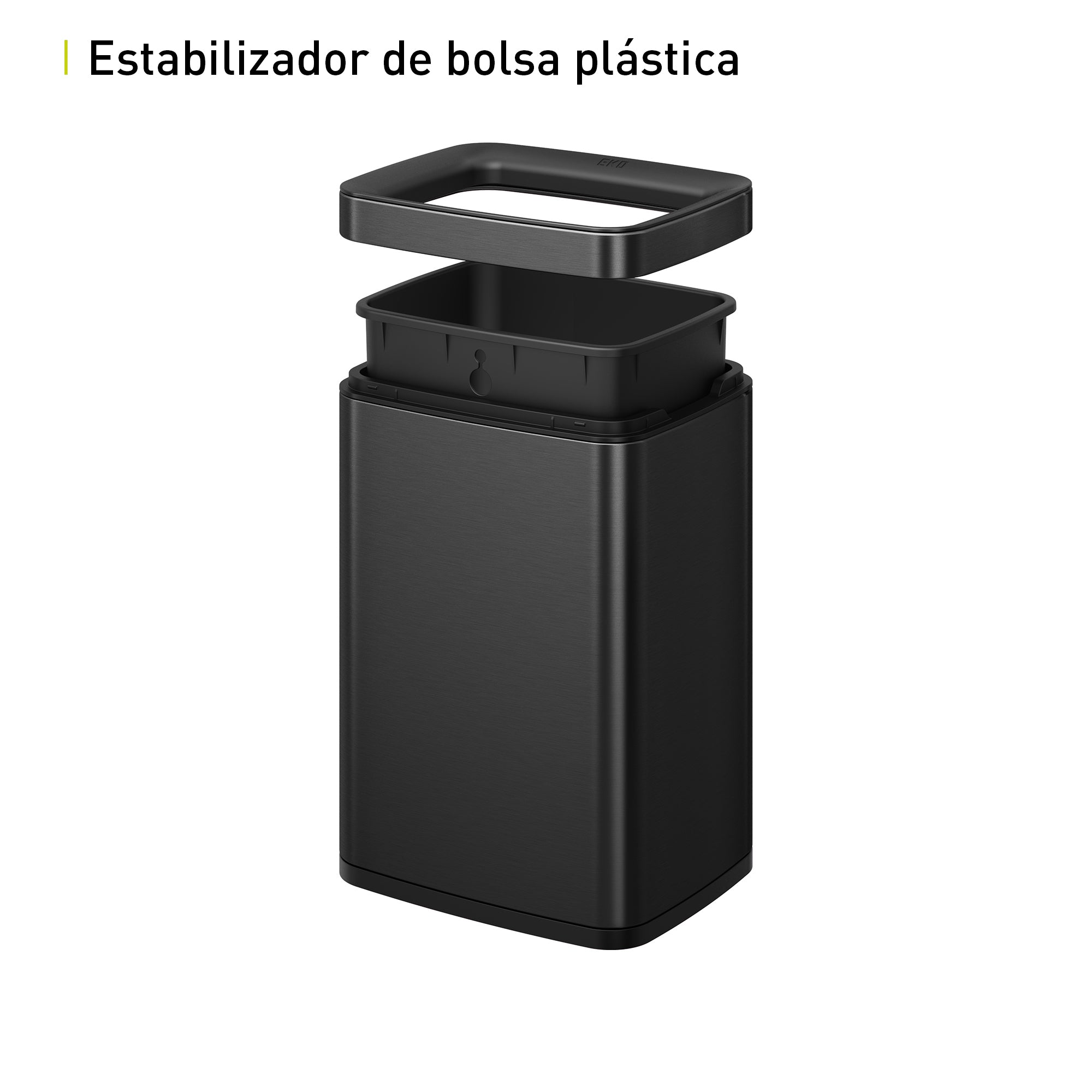 Bote de Basura para Oficina Laguna 8L Negro Tapa Abierta.