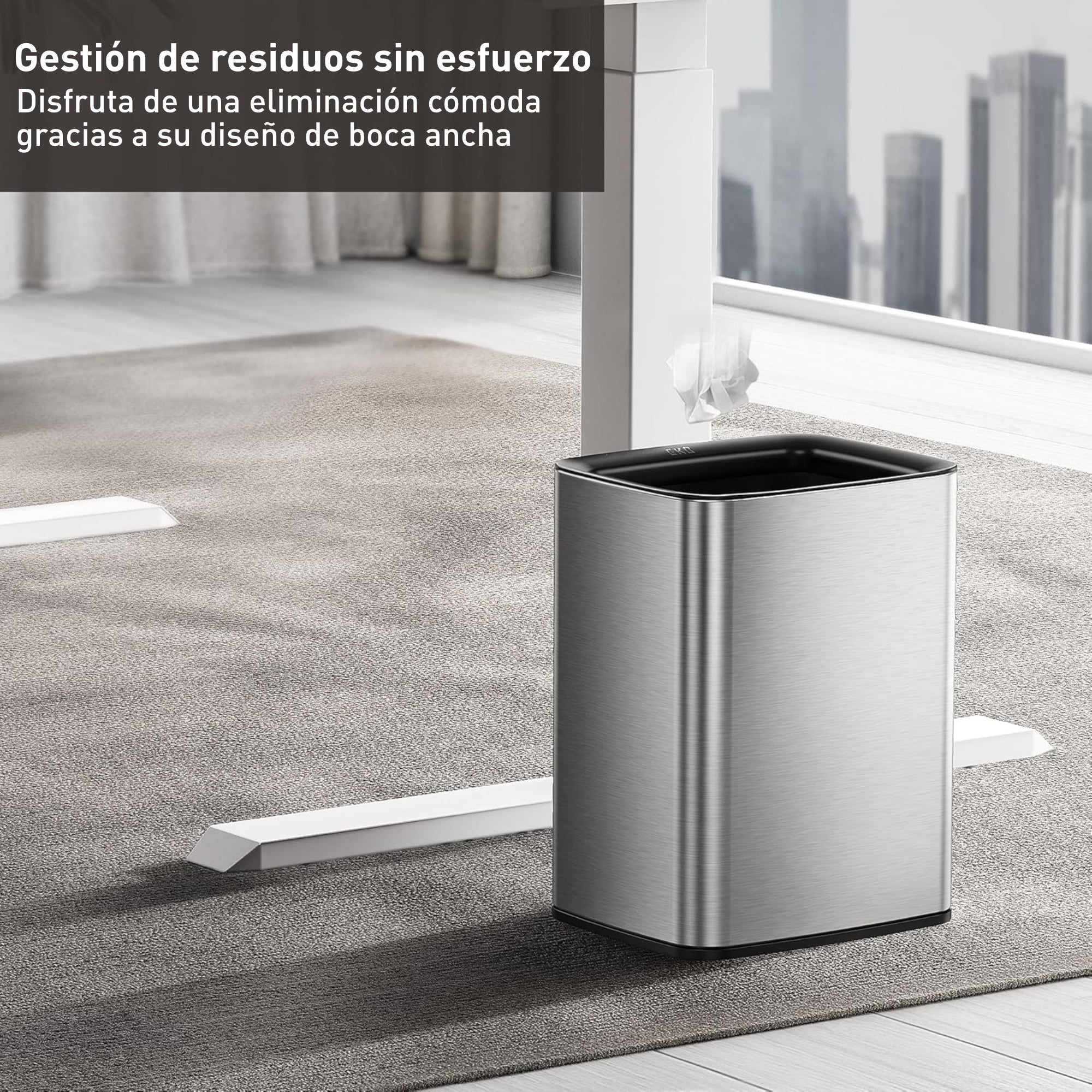 Bote de Basura para Oficina Laguna 10L Metal Tapa Abierta.