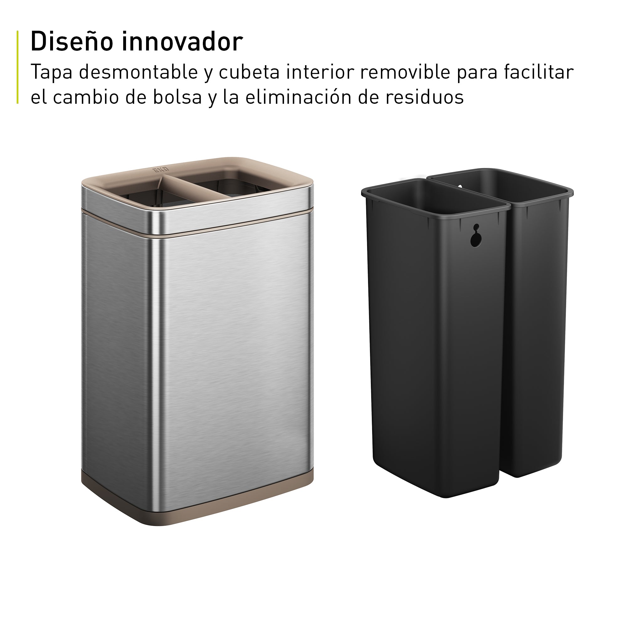 Bote de Basura para Oficina Laguna 5L+5L Con División y Tapa Abierta.