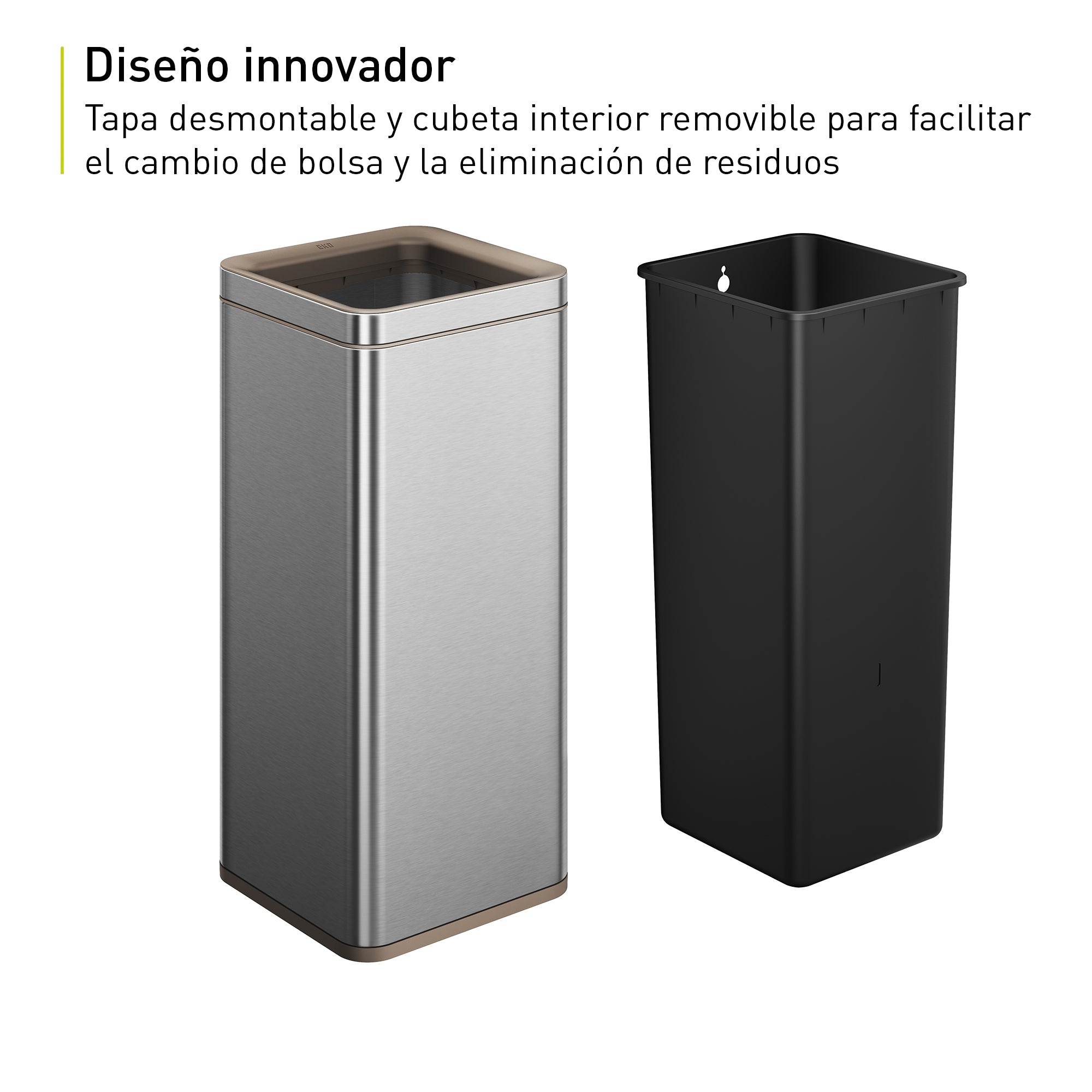 Bote de Basura para Oficina Laguna 40L Metal Tapa Abierta.