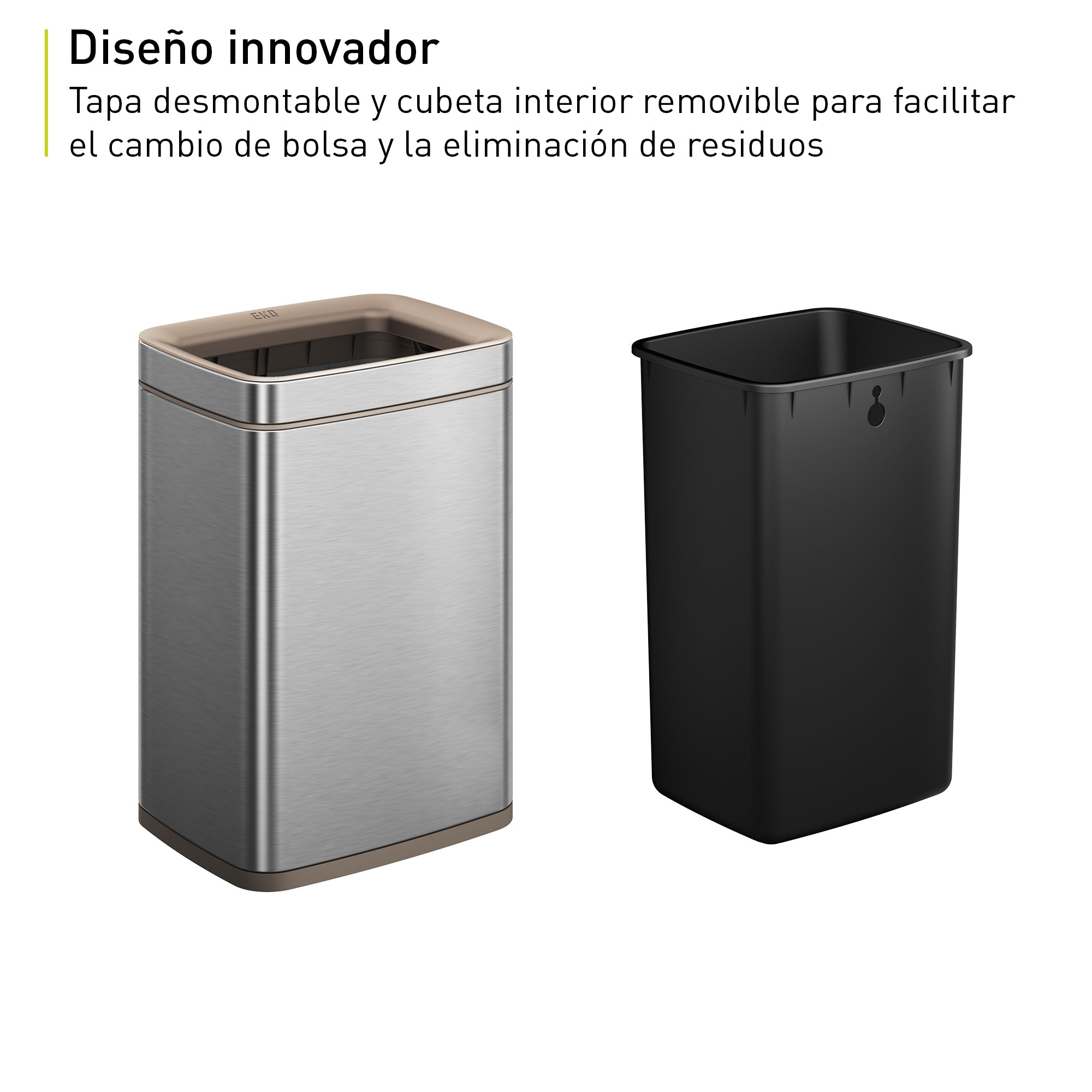 Bote de Basura para Oficina Laguna 8L Metal Tapa Abierta.