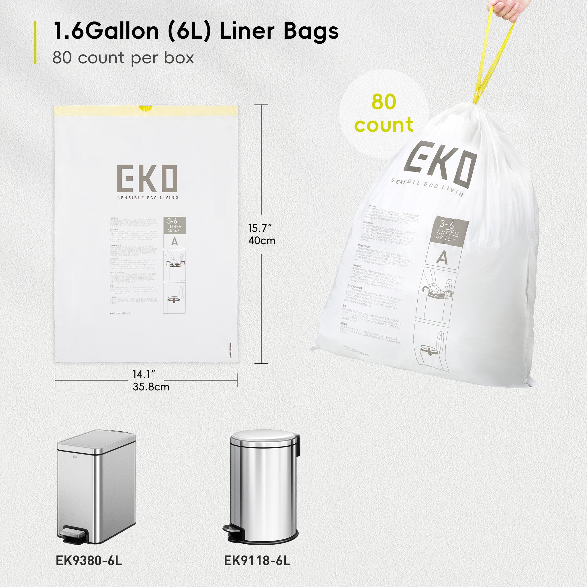 Bolsas Bote De Basura 3-6 Litros Tamaño A 80 Bolsas EKO