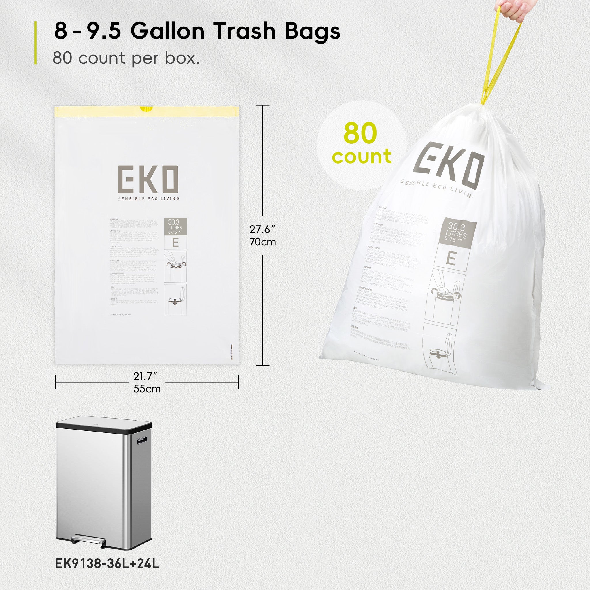 Bolsas Bote De Basura 25-35 Litros Tamaño E 80 Bolsas EKO