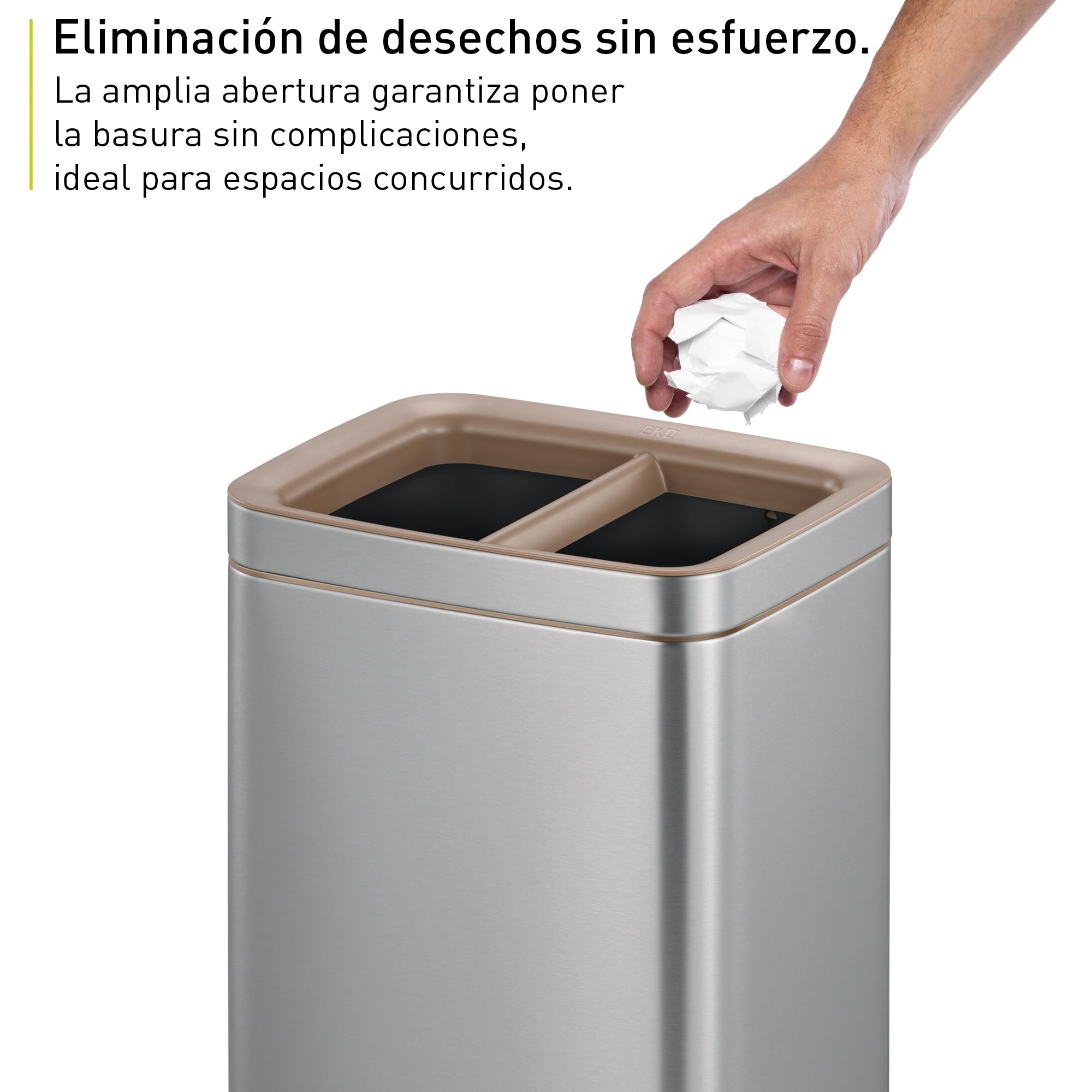 Bote de Basura para Oficina Laguna 5L+5L Con División y Tapa Abierta.