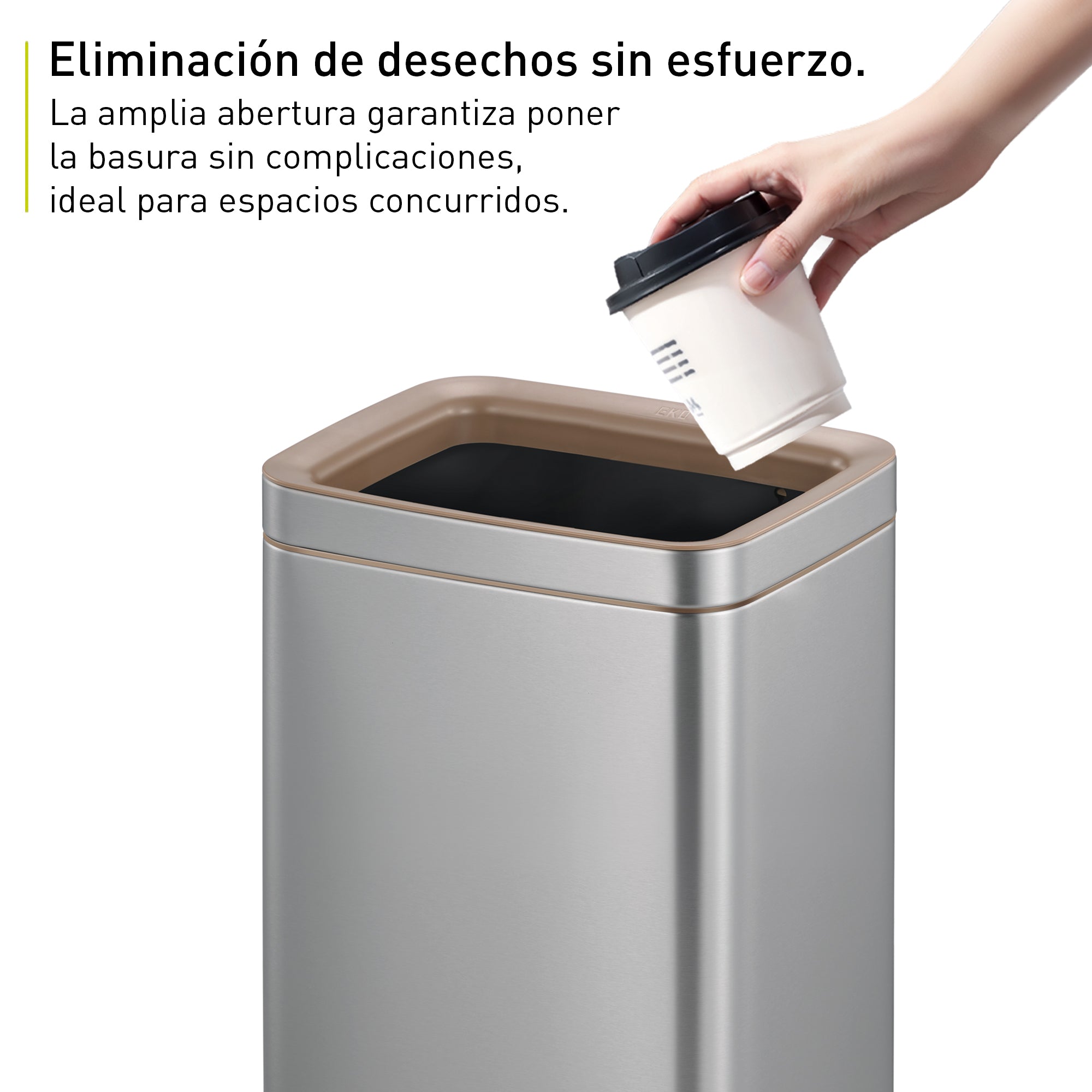 Bote de Basura para Oficina Laguna 8L Metal Tapa Abierta.