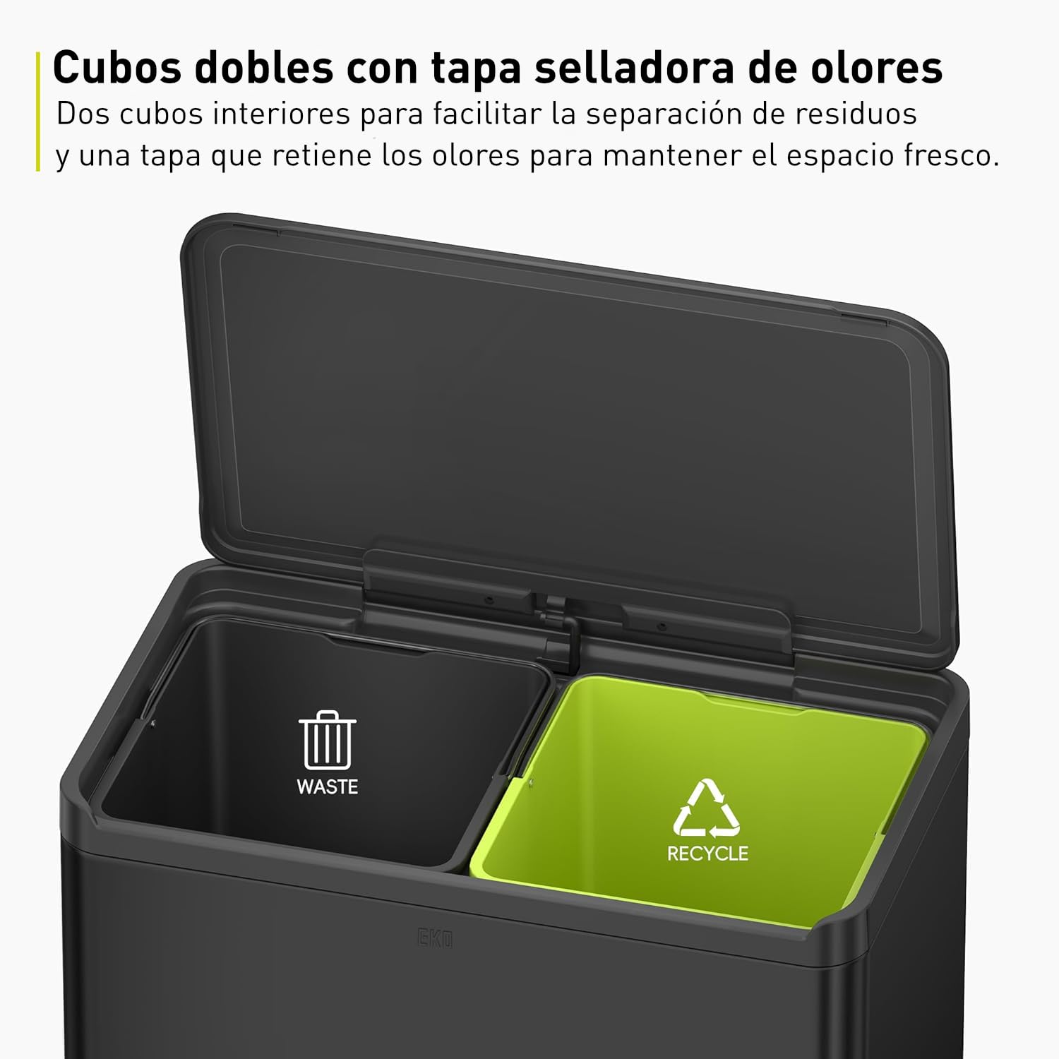 Bote de Basura 20L+20L Essential Negro Recycler 2 en 1