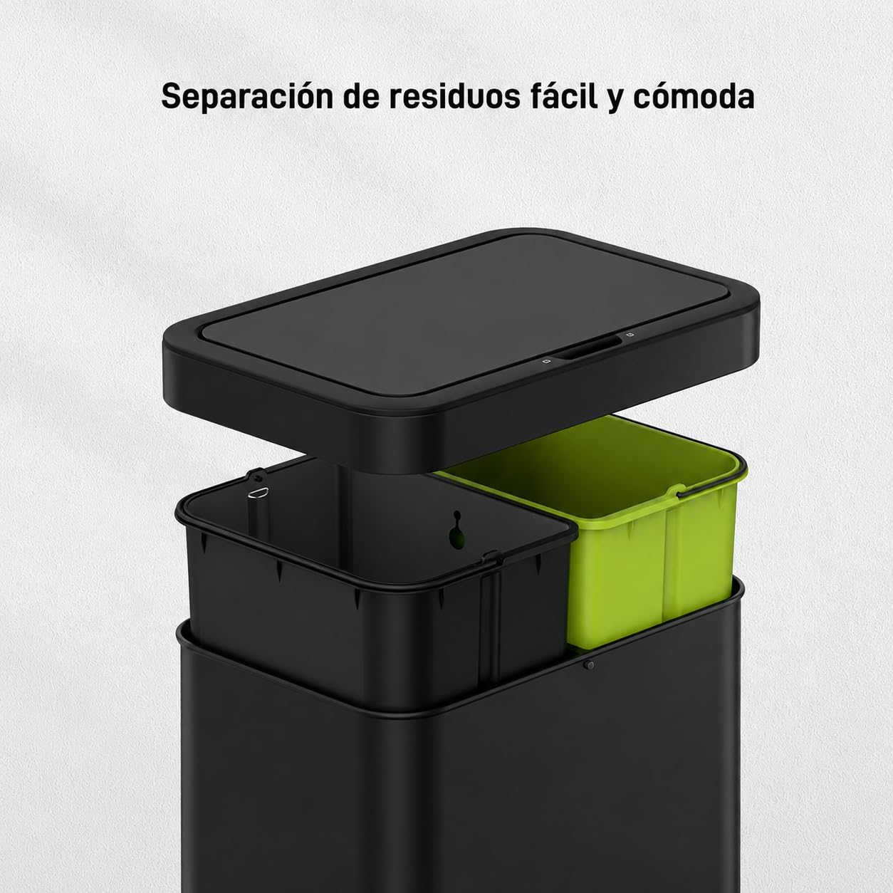 EKO Bote de Basura Nova Mirage 30L+30L Negro. sensor de movimiento. Acero Inoxidable Cepillado. Cierre silencioso.