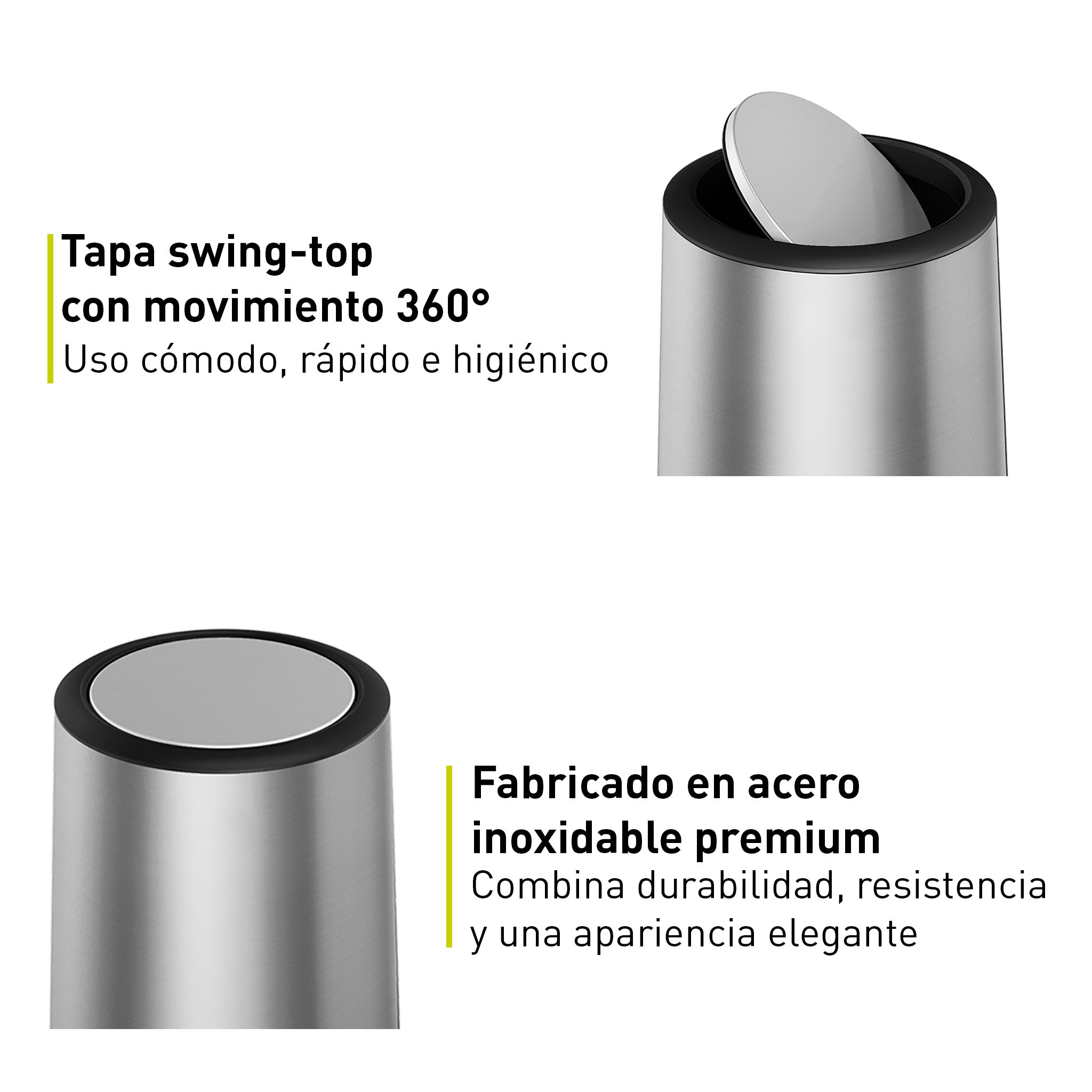 Bote de Basura Balancín 10L para Baño y Espacios Reducidos