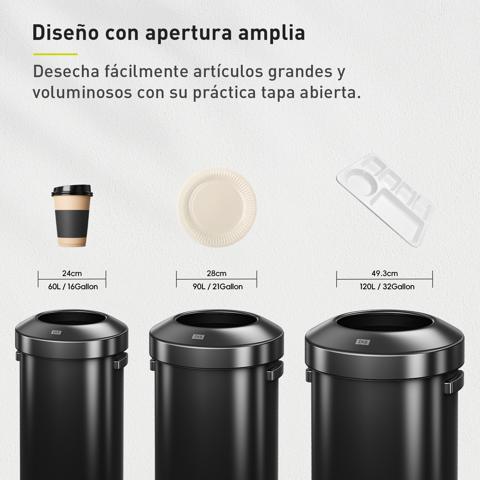 Bote de Basura Commercial 90L EKO Urban Negro