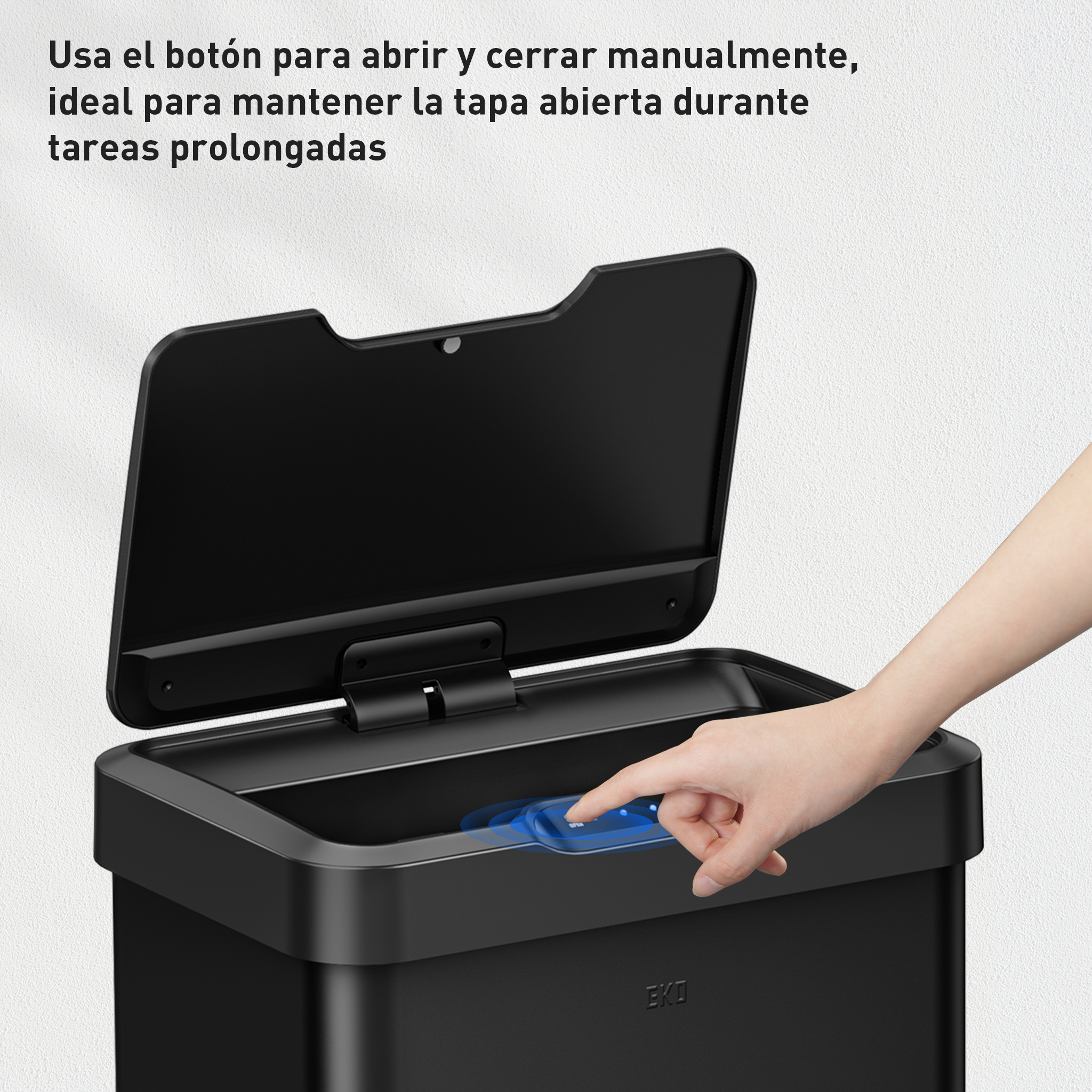 Combo Caja con 60 Bolsas + Bote de basura Sensor 50L Negro EKO Mirage