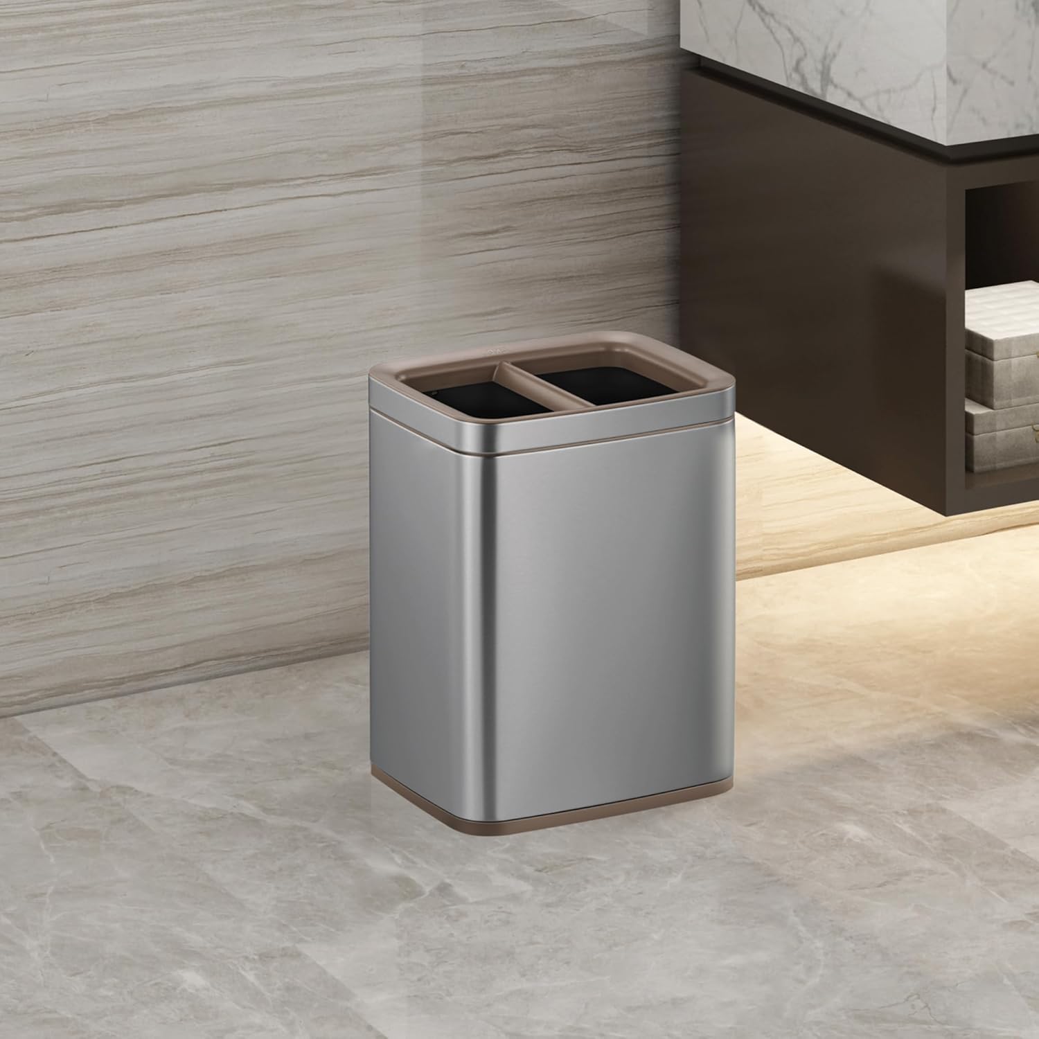 Bote de Basura para Oficina Laguna 5L+5L Con División y Tapa Abierta.