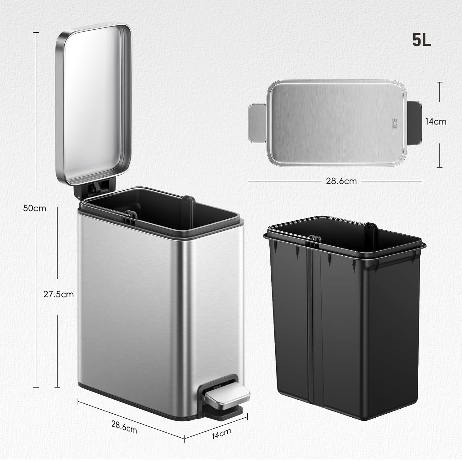 Bote de basura con pedal EKO Genie 5L