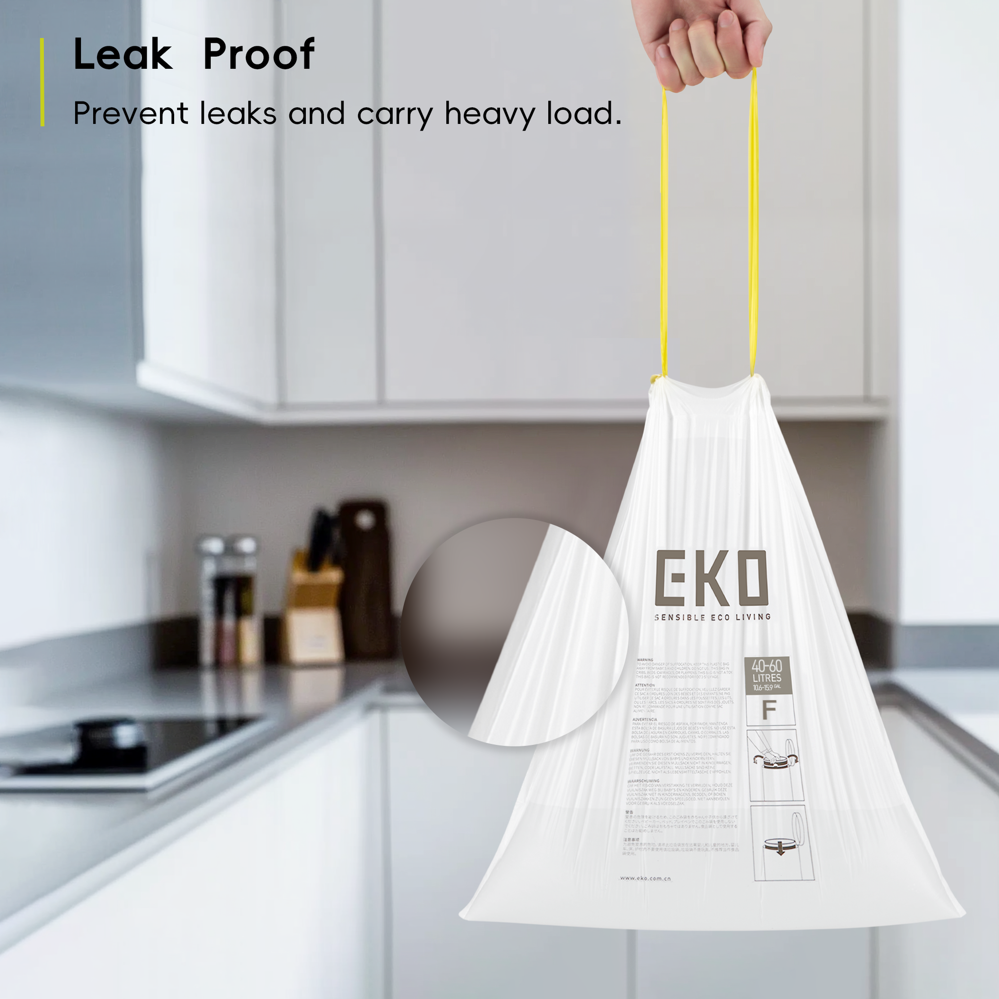 Bolsas Bote De Basura 40-60 Litros Tamaño F. 60 Bolsas EKO