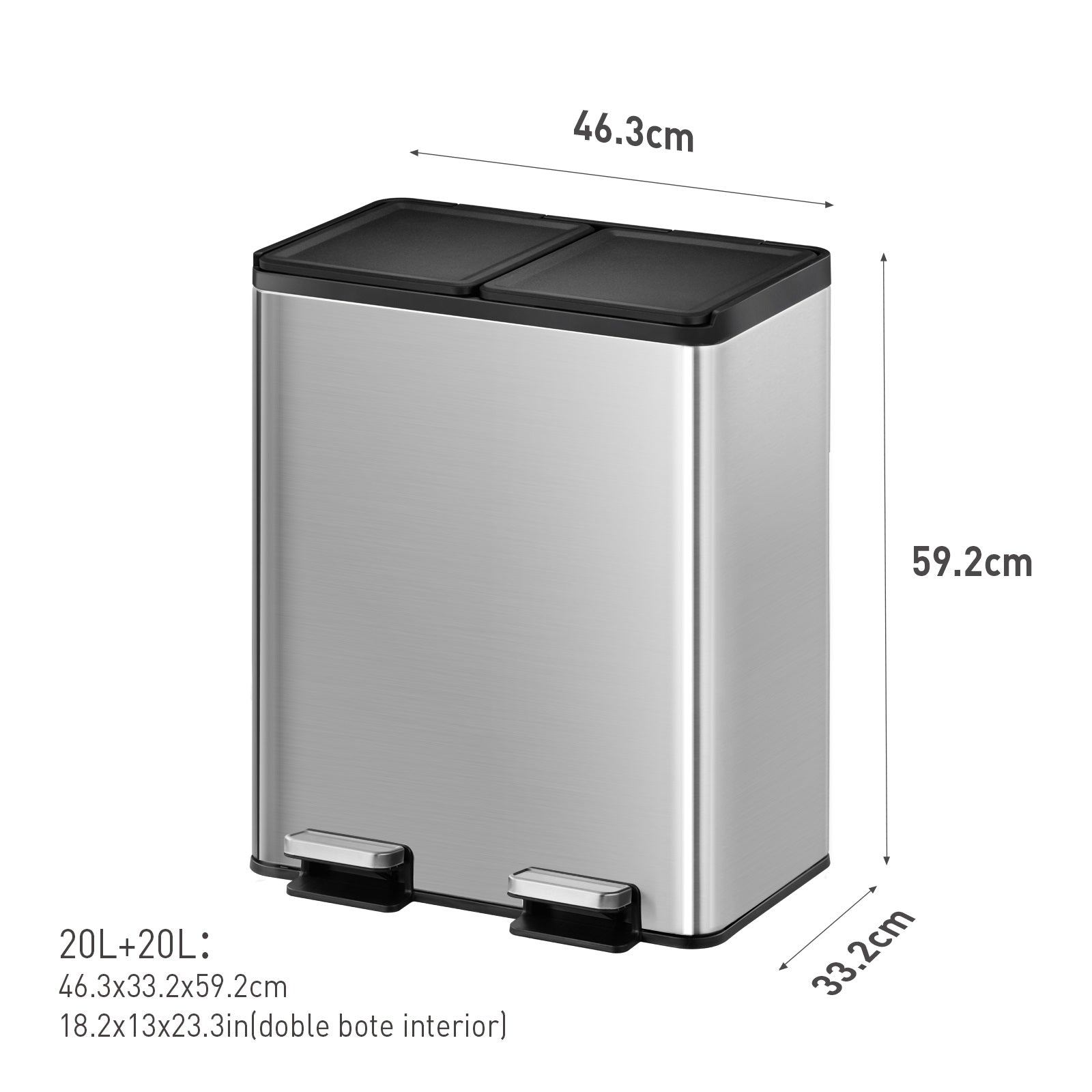 Bote de basura doble 20L+20L EKO Recycler