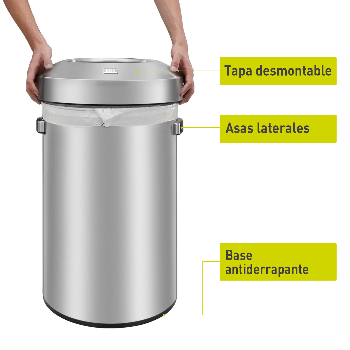 Combo Caja de 60 Bolsas + Bote de Basura Commercial 60L EKO Urban