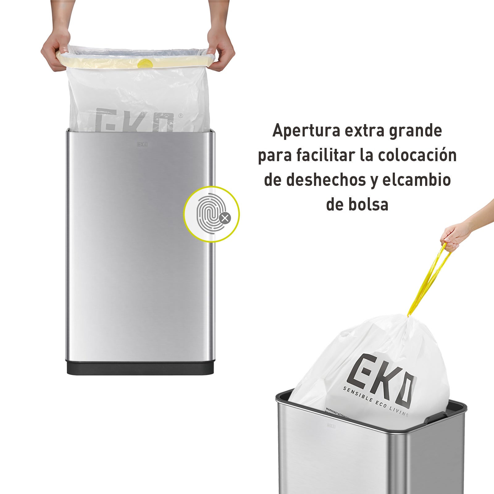 Bote de basura Inteligente con Sensor Automatico 80L EKO Mirage