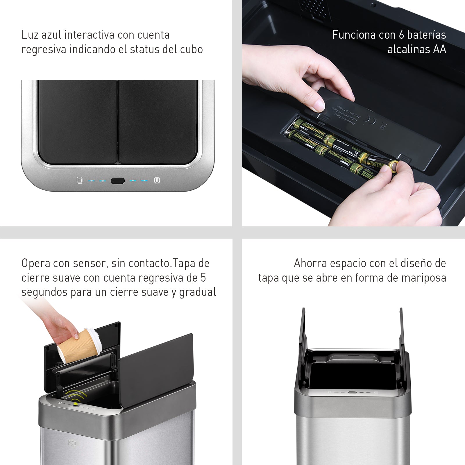 Bote de basura Sensor 45L EKO Mirage Phantom