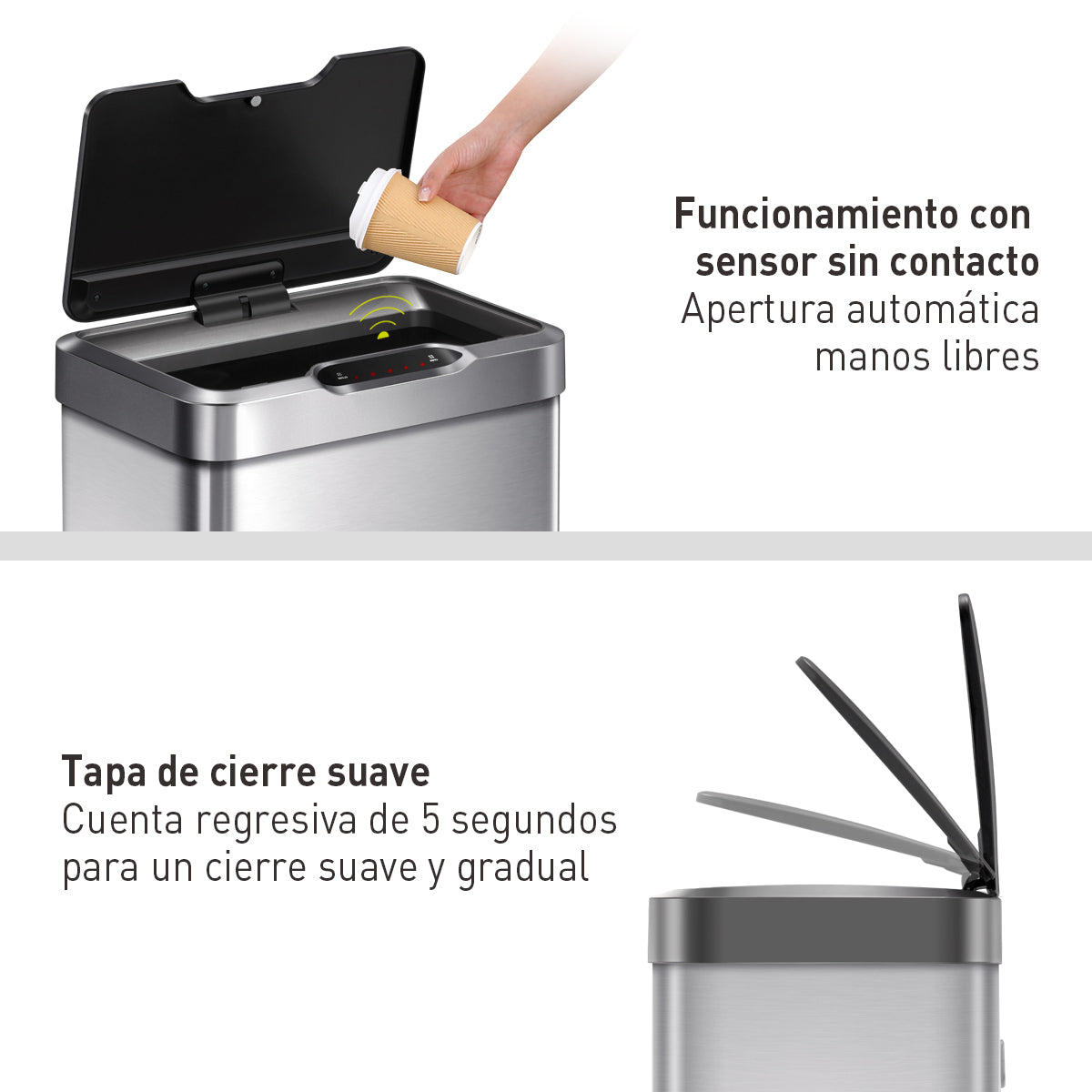 Bote de basura Inteligente con Sensor Automatico 50L EKO Mirage