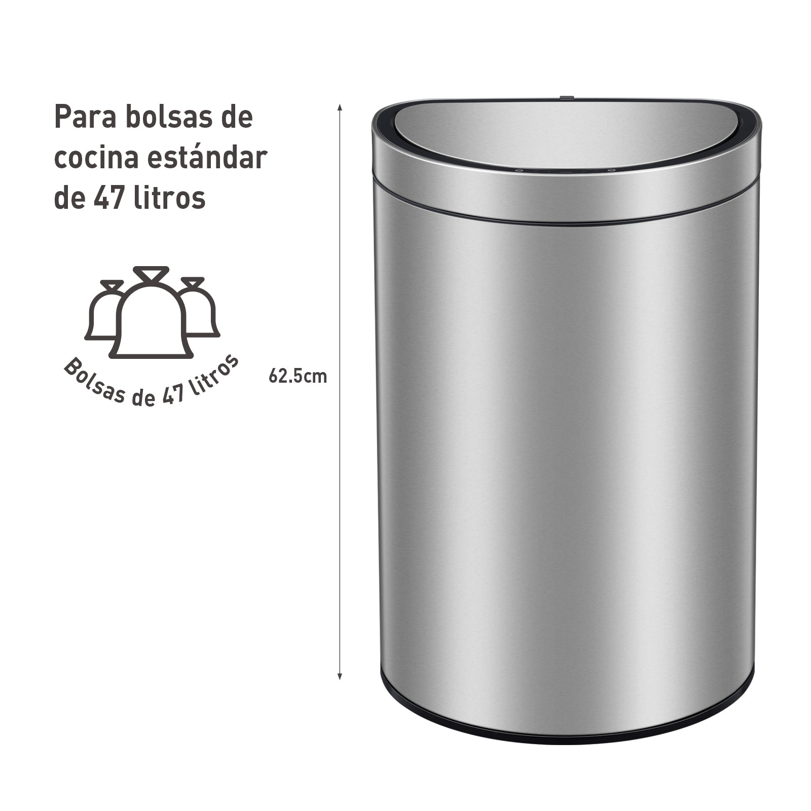 Bote de basura Sensor Semiredondo 47L EKO Mirage