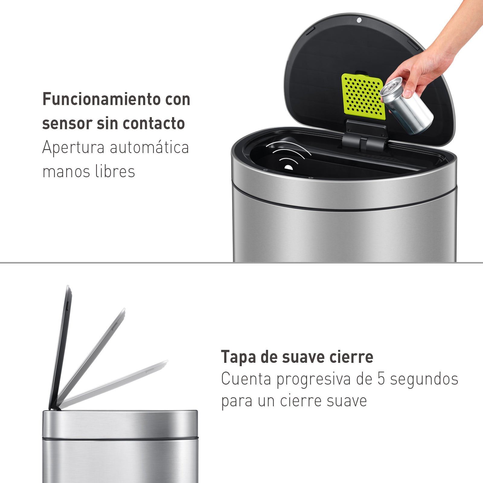Bote de basura Sensor Semiredondo 47L EKO Mirage