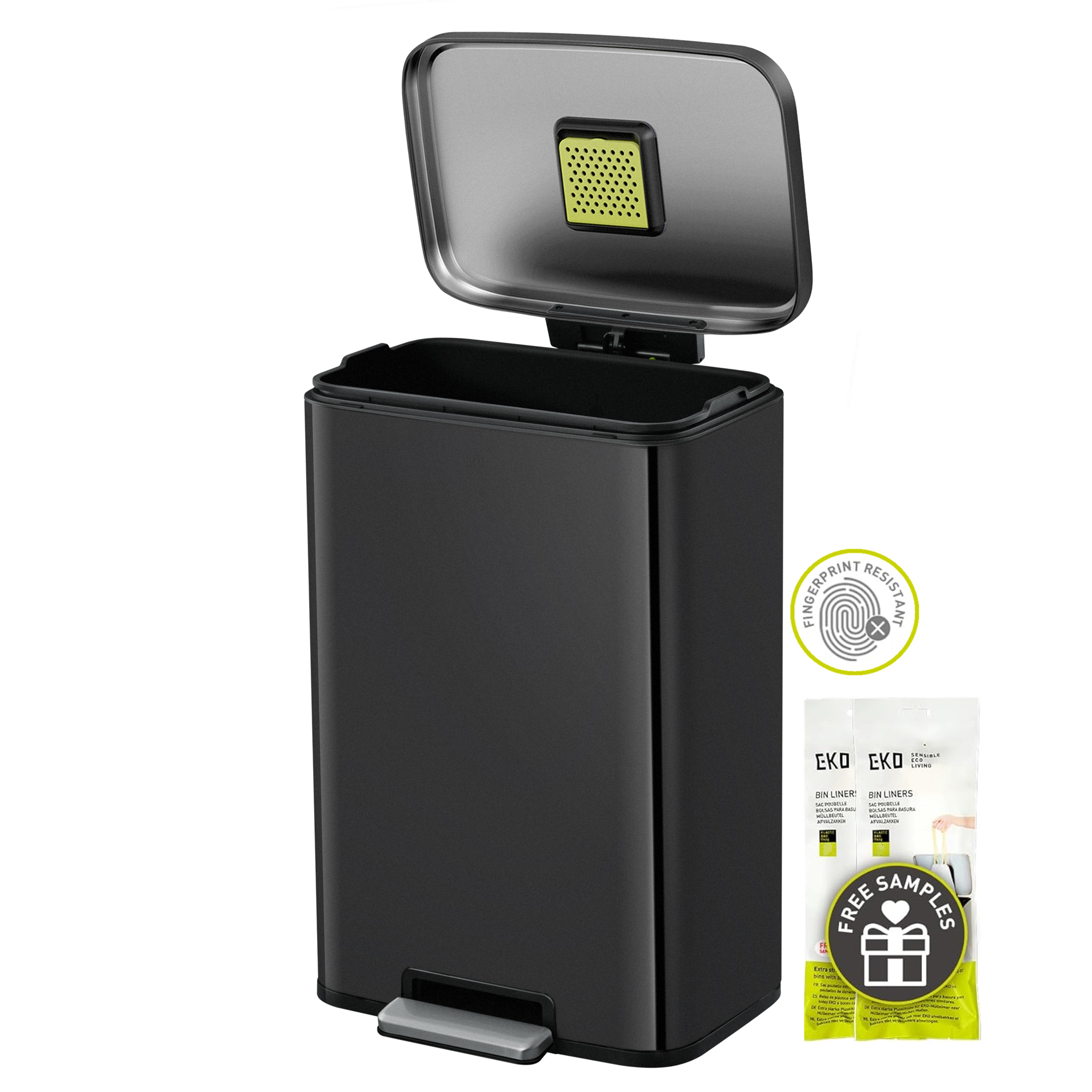 Combo Caja de 60 Bolsas + Bote de basura Negro con pedal 50L EKO Madison