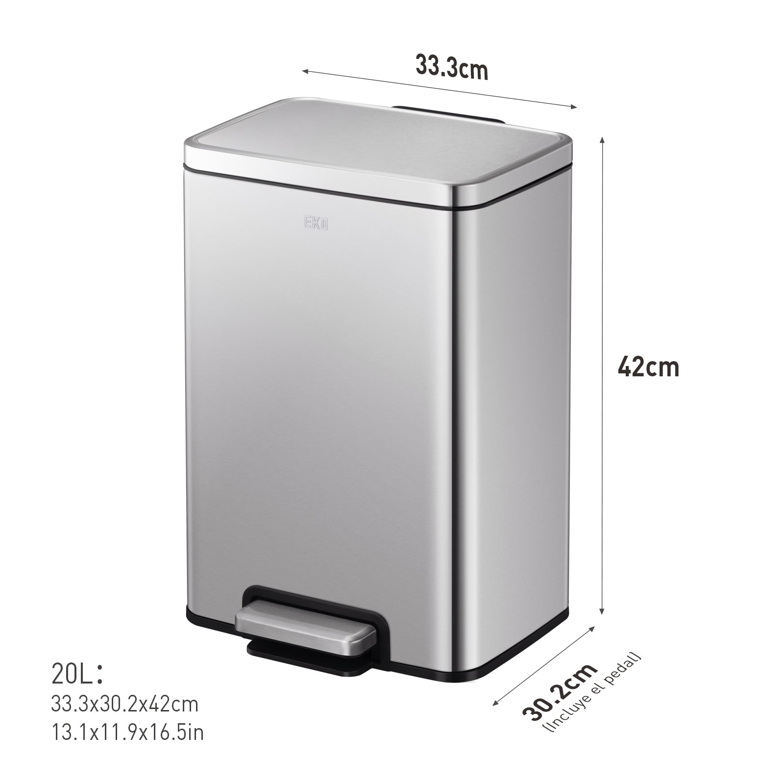 Bote de basura con pedal 20L EKO Madison