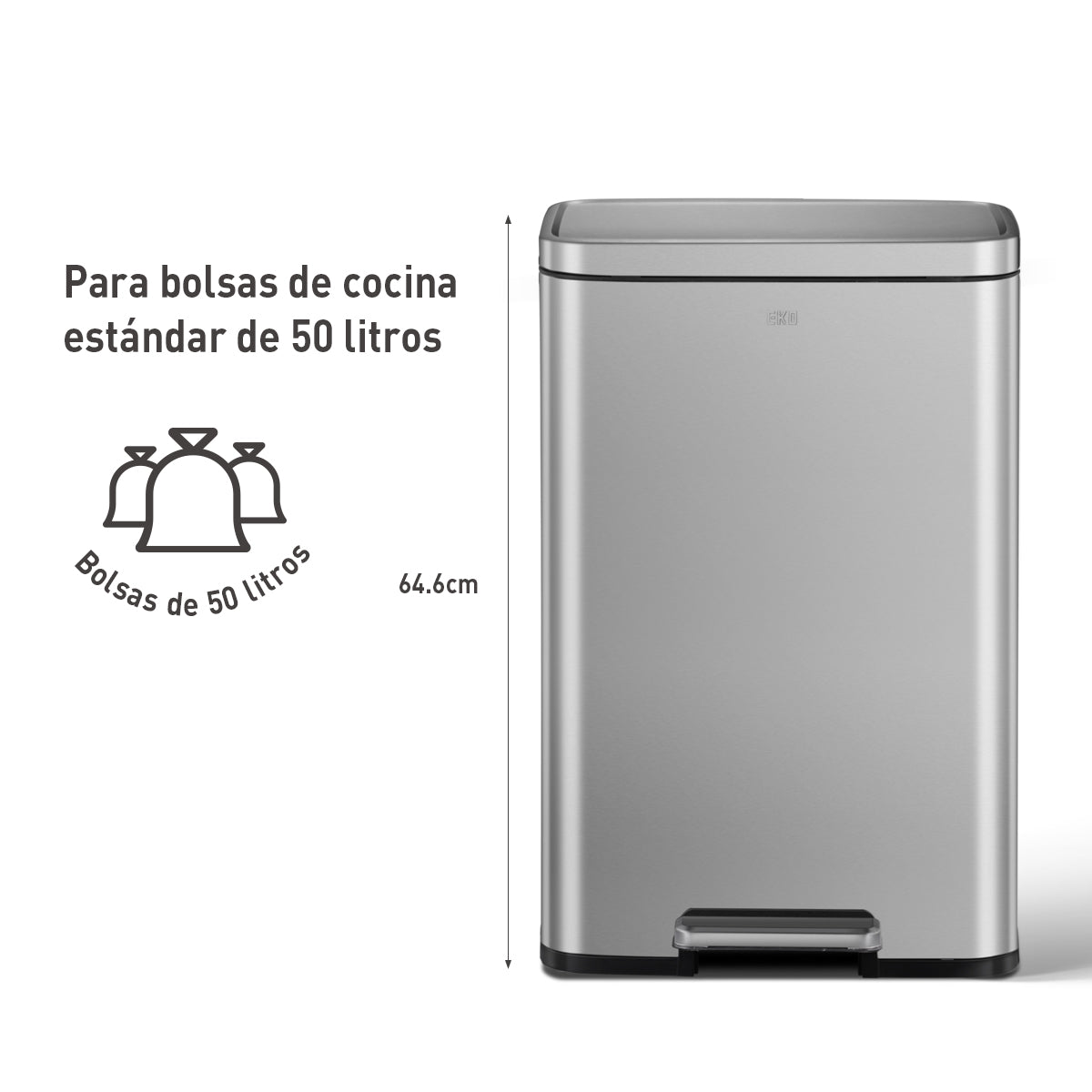 Combo Caja de 60 Bolsas + Bote de basura con pedal 50L EKO Madison