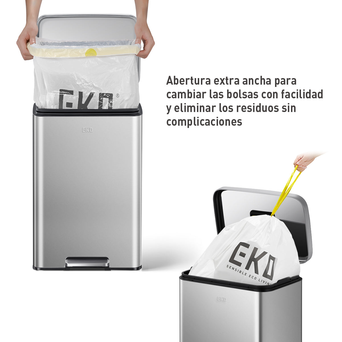 Combo Caja de 60 Bolsas + Bote de basura con pedal 50L EKO Madison