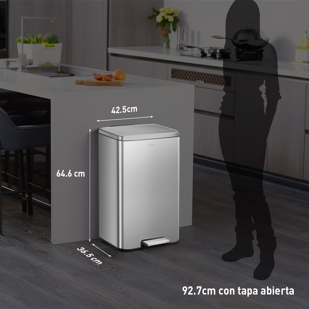 Combo Caja de 60 Bolsas + Bote de basura con pedal 50L EKO Madison