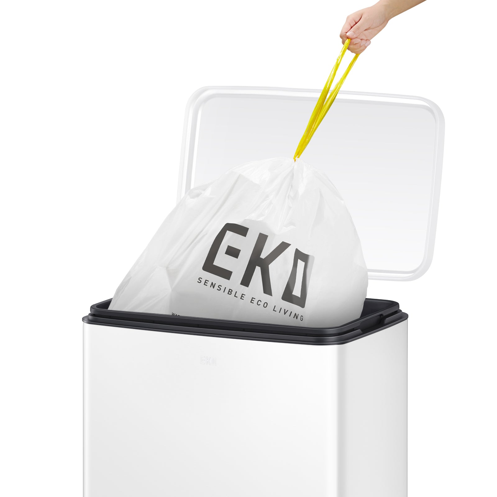 Bote de basura blanco con tapa 30L EKO Madison