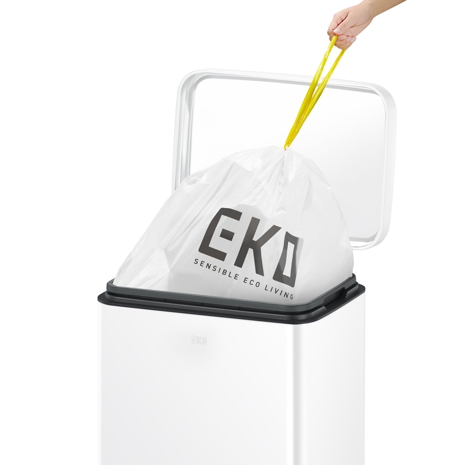 Bote de basura blanco con tapa 6L EKO Madison