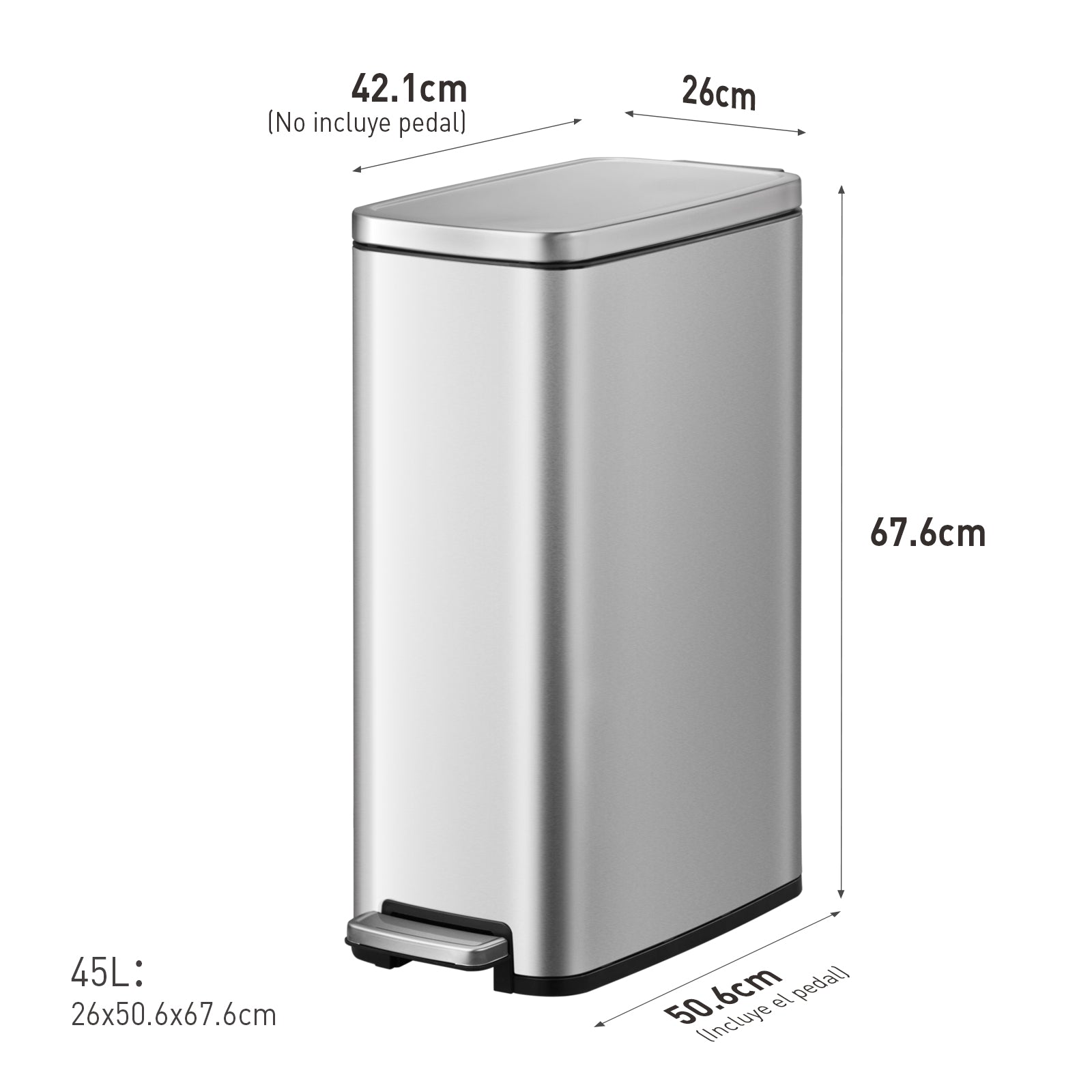 Combo Caja de 60 Bolsas + Bote de basura cocina 45L EKO Stella