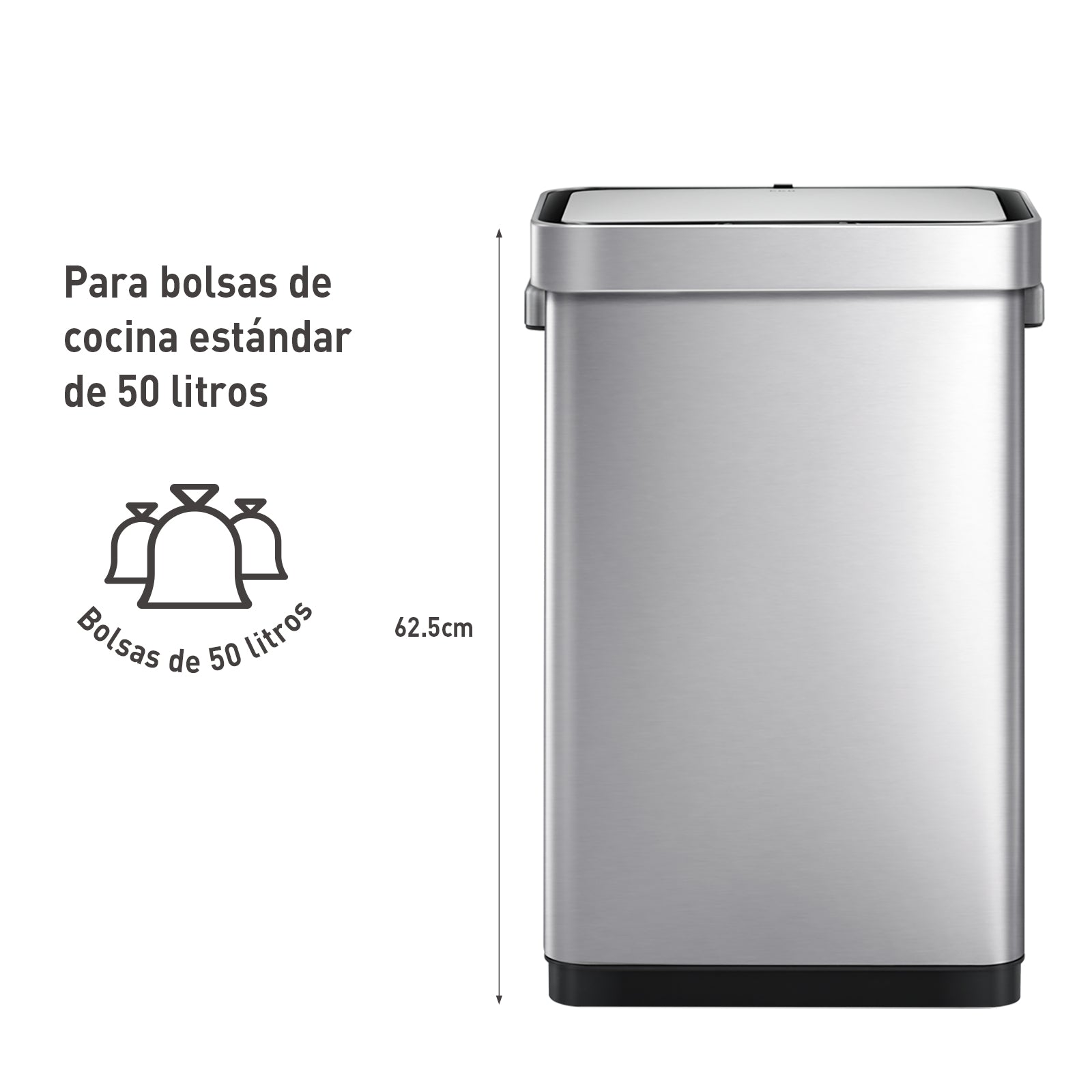 Bote de basura inteligente con Sensor Automatico 50L tapa acero EKO Mirage Delux