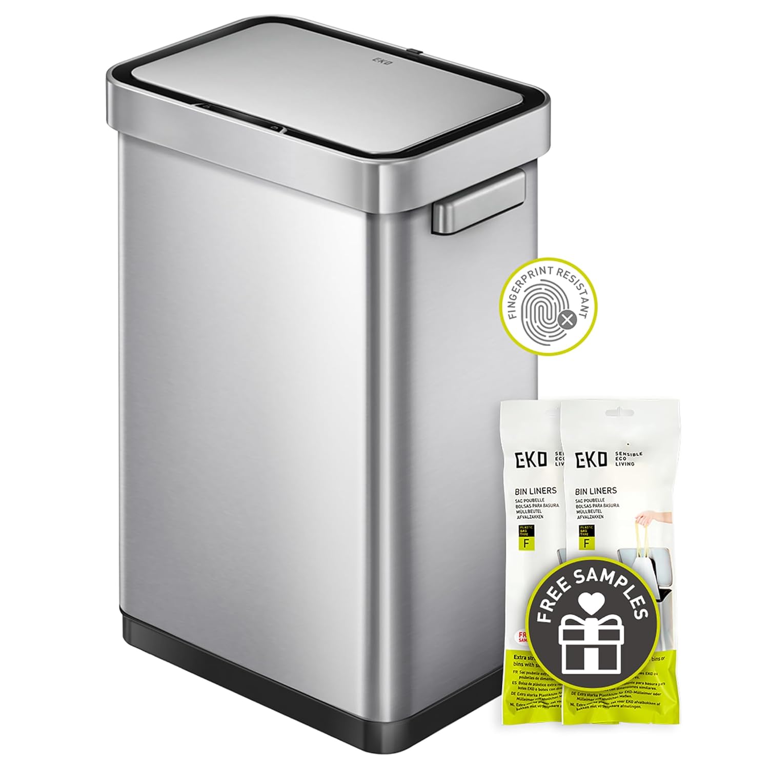 Bote de basura inteligente con Sensor Automatico 50L tapa acero EKO Mirage Delux