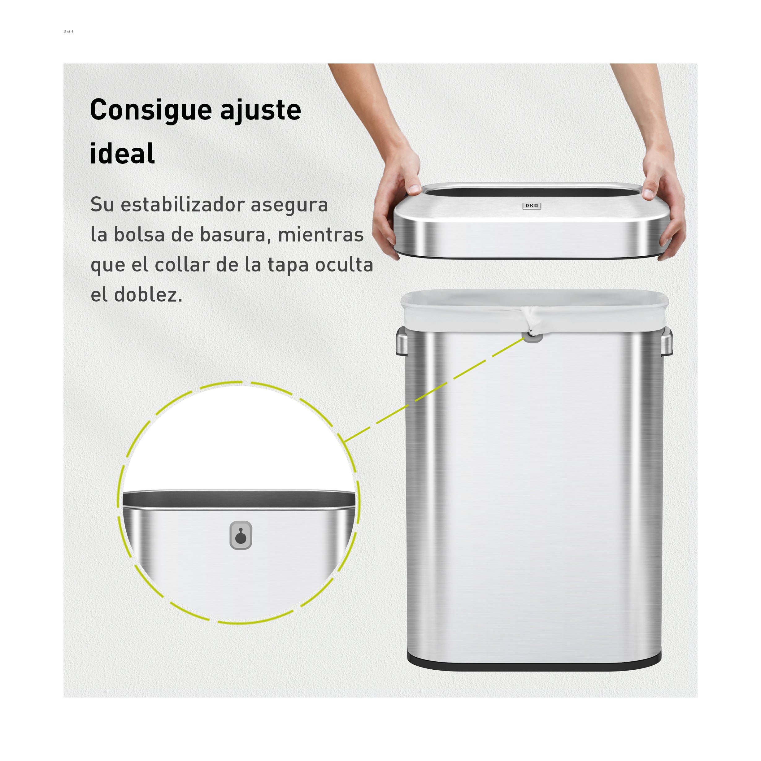 Combo Caja de 60 Bolsas + Bote de Basura Commercial 60L EKO Urban Slim