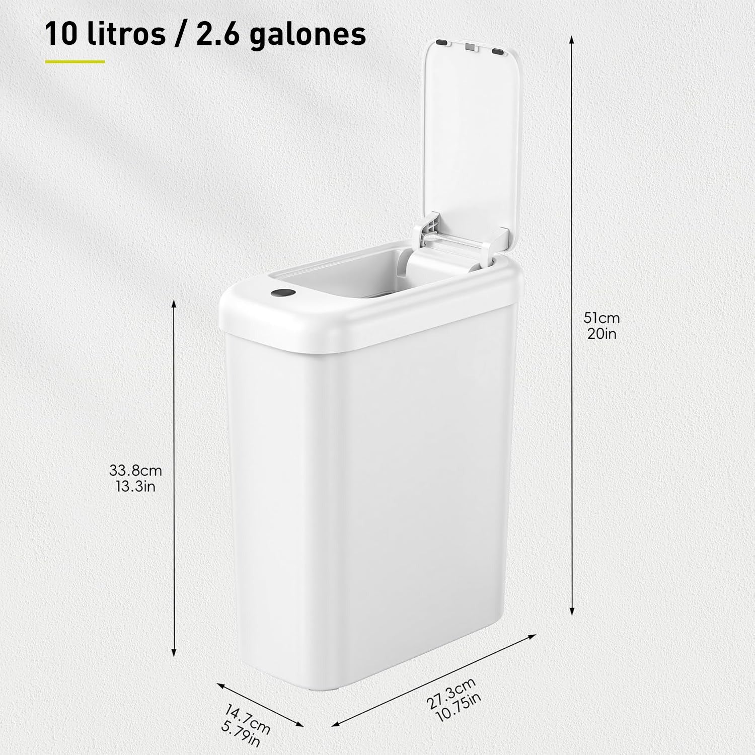 Bote de Basura Automático Slim 10 L con Sensor de Movimiento y Luz para Uso Nocturno