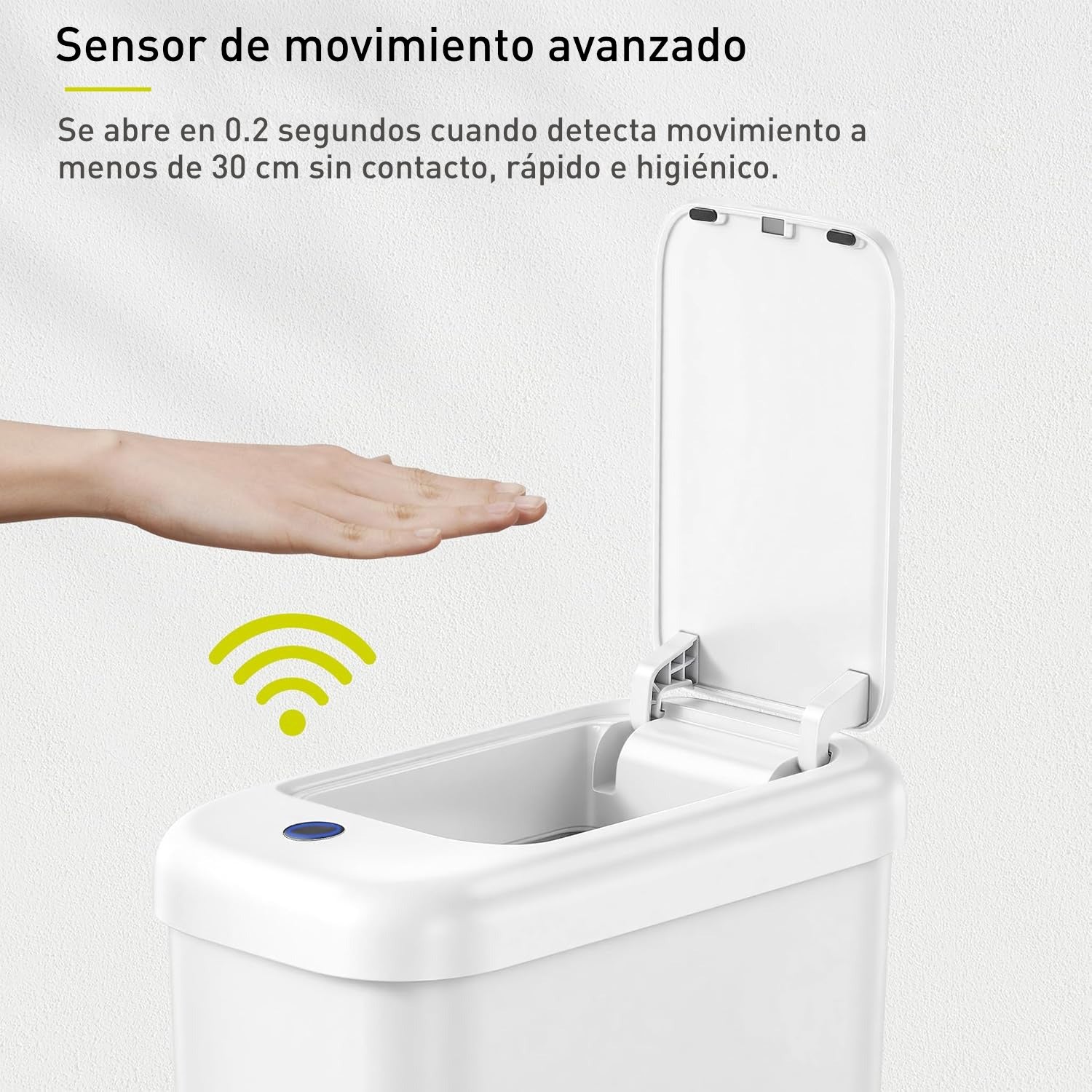 Bote de Basura Automático Slim 10 L con Sensor de Movimiento y Luz para Uso Nocturno