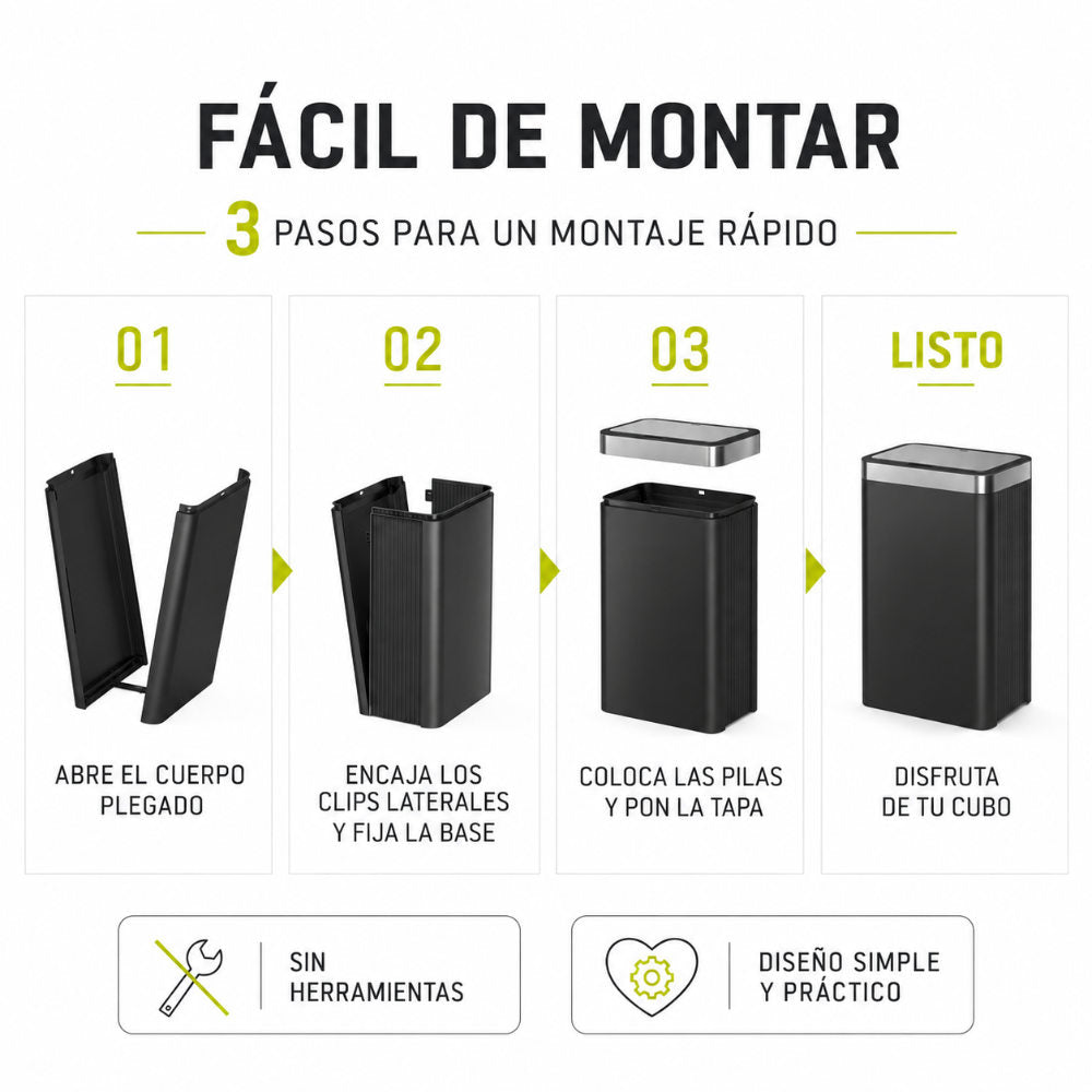 EKO Econova Resin Cubo de Basura con Sensor 50 L Negro