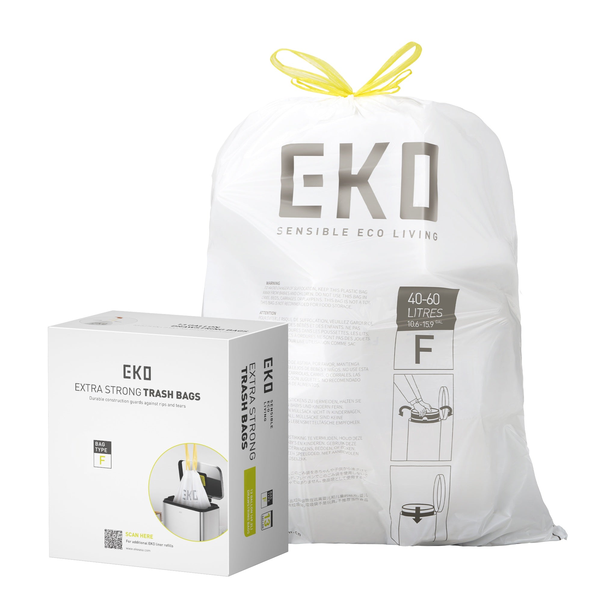 Bolsas Bote De Basura 40-60 Litros Tamaño F. 60 Bolsas EKO
