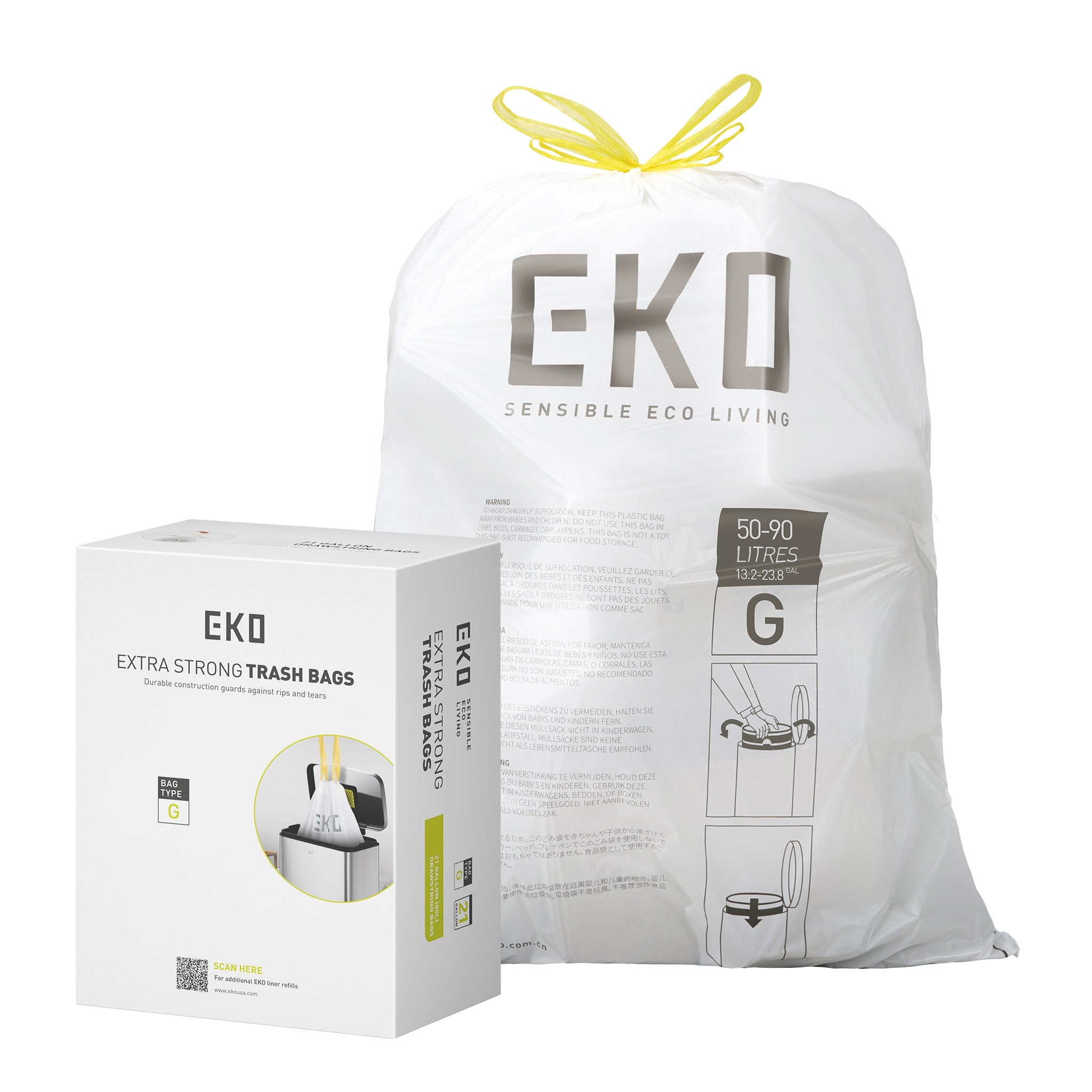 Bolsas Bote De Basura 50-90 Litros Tamaño G. 60 Bolsas EKO