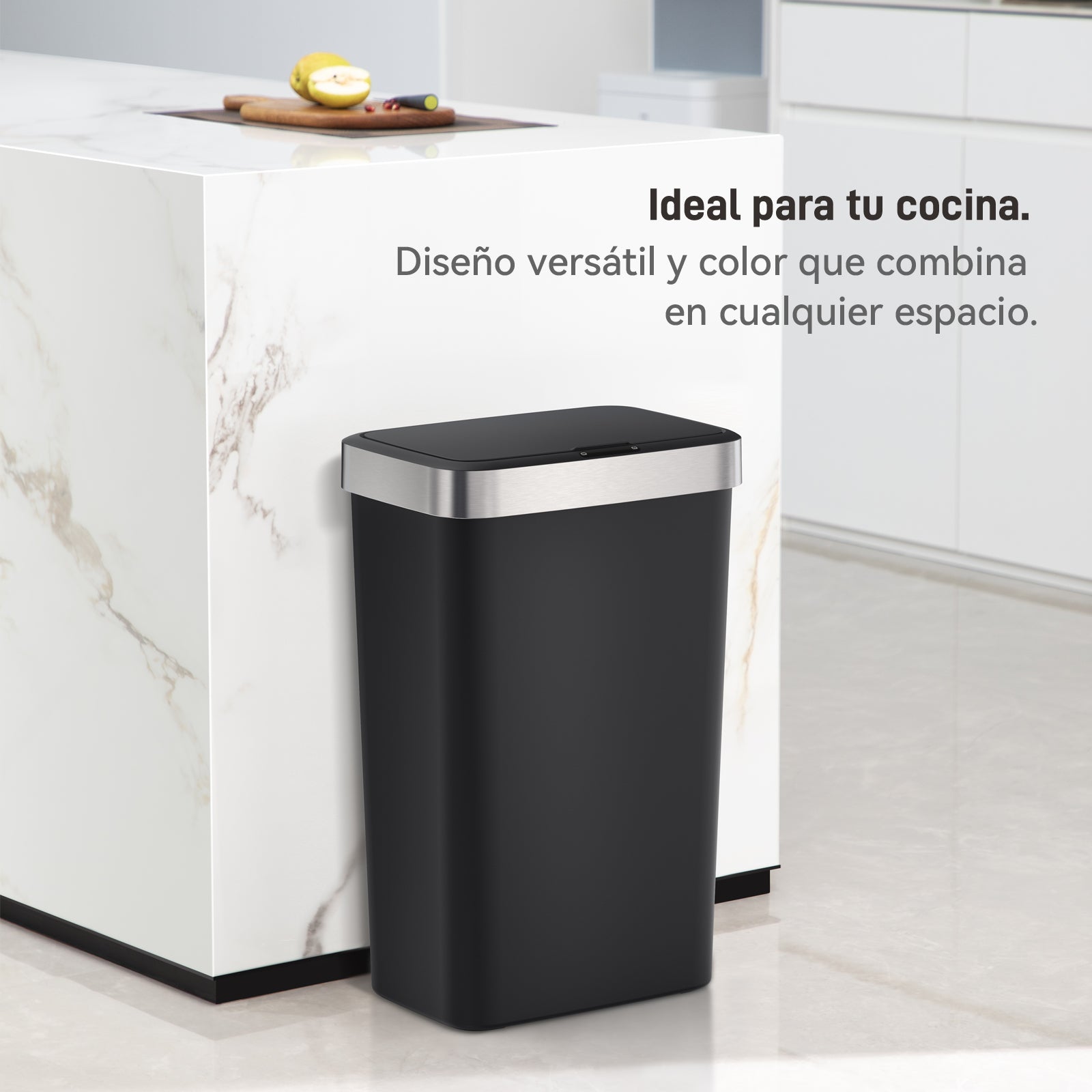 Combo Caja de 60 Bolsas + Bote de basura Sensor Aro Metal 50L EKO Hana