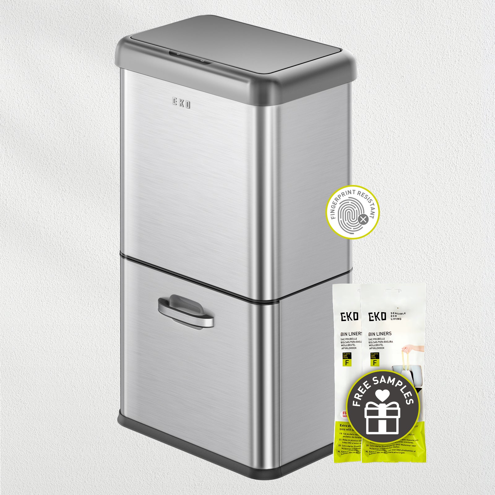 Bote de Basura con Sensor Reciclaje 32L+18L EKO Vintage